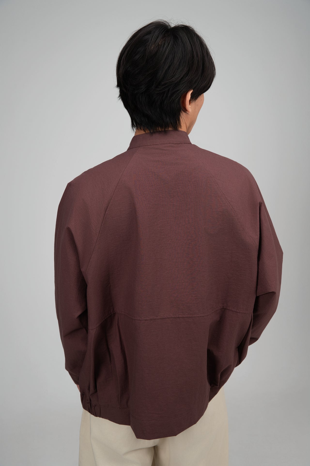 Gender Neutral Mandarin Collar Outer Blouse (Plum Brown) - BEV C multi label store