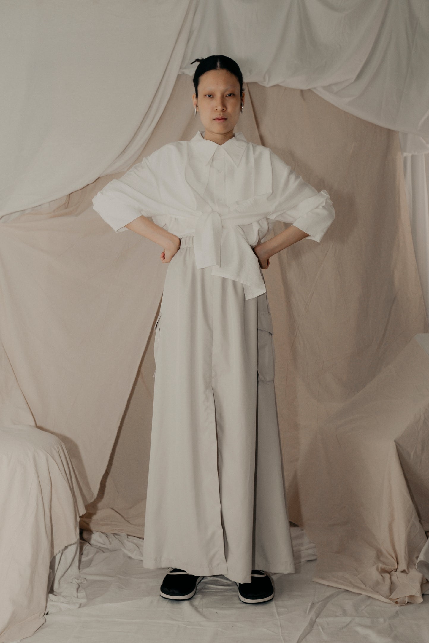 Two-Way Side Pocket Skirt in Cream - BEV C multi label store