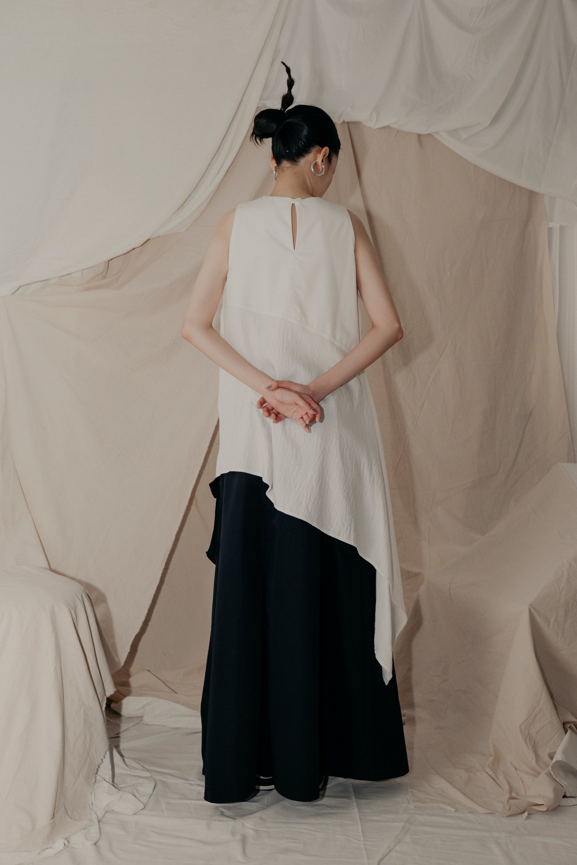 Sleeveless Draped Top in White - BEV C multi label store