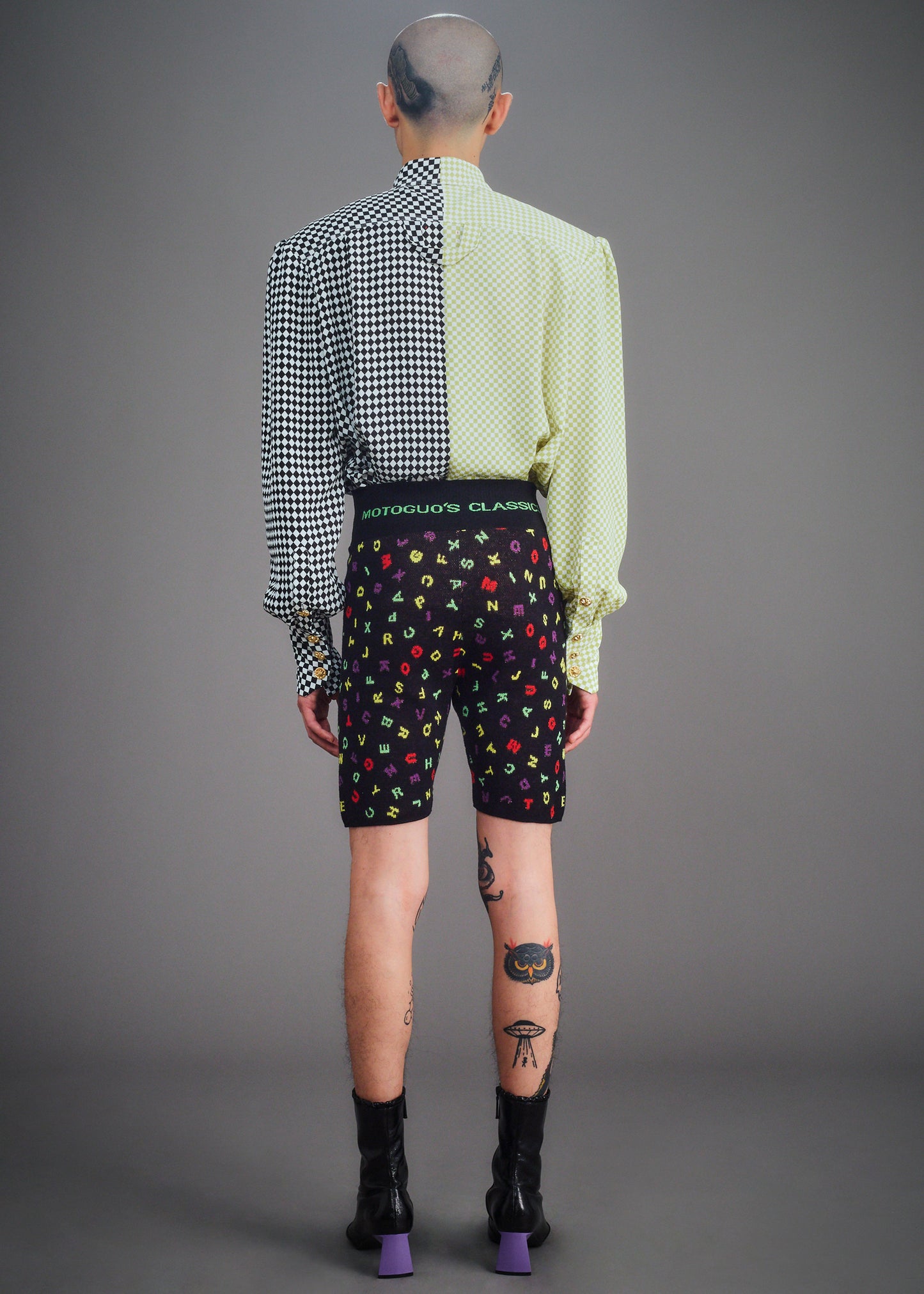 Chirimen Power Shirt Green Black - BEV C multi label store