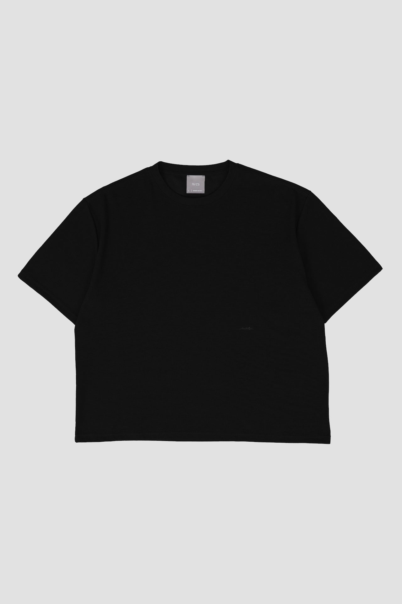 Gender Neutral Boxy Crop Waffle Tee (Black) - BEV C multi label store