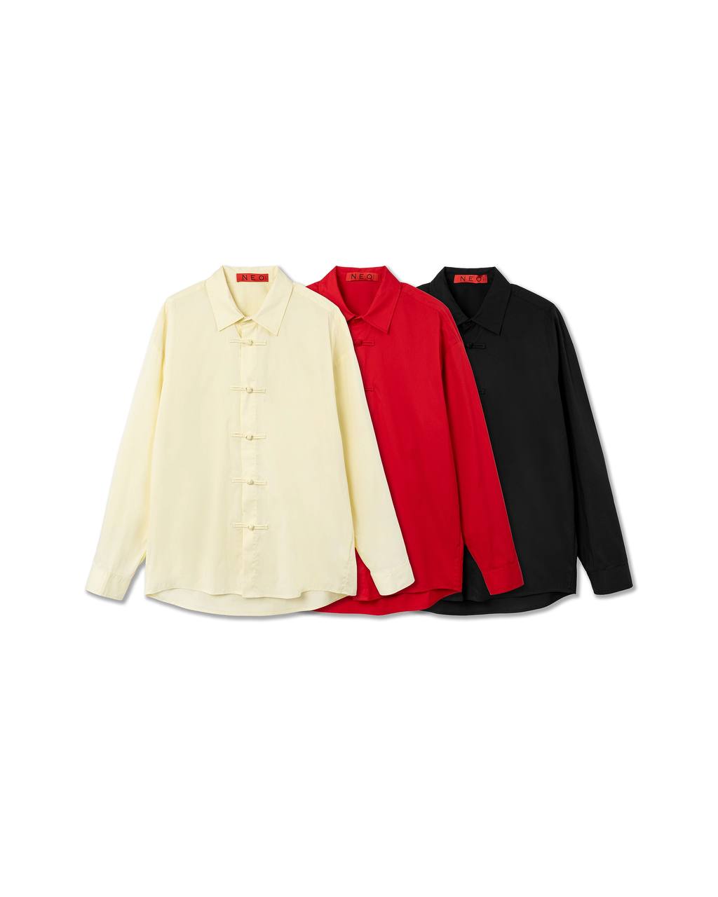 VOL.3_CH.1 Mandarin Long Sleeve Shirt - Black - BEV C multi label store