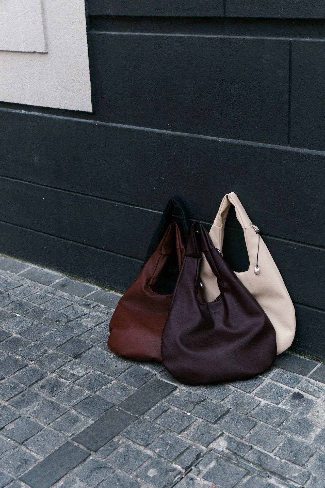 Medium Egg Leather Tote (Dark Brown) - BEV C multi label store
