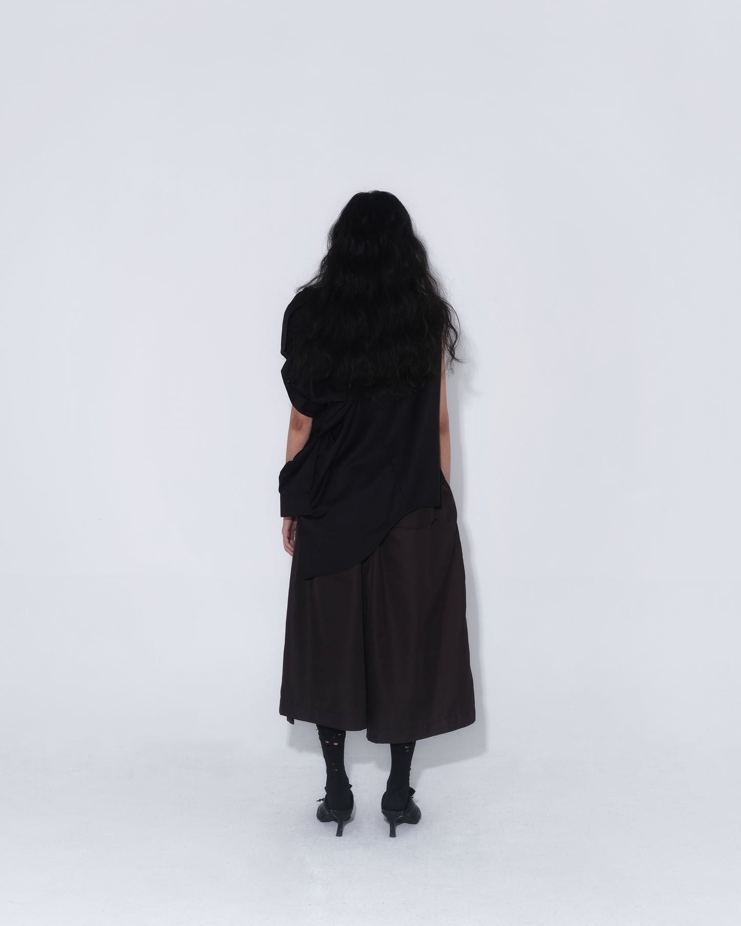 Asymmetrical Fly Pocket Pants In Dark Brown - BEV C multi label store