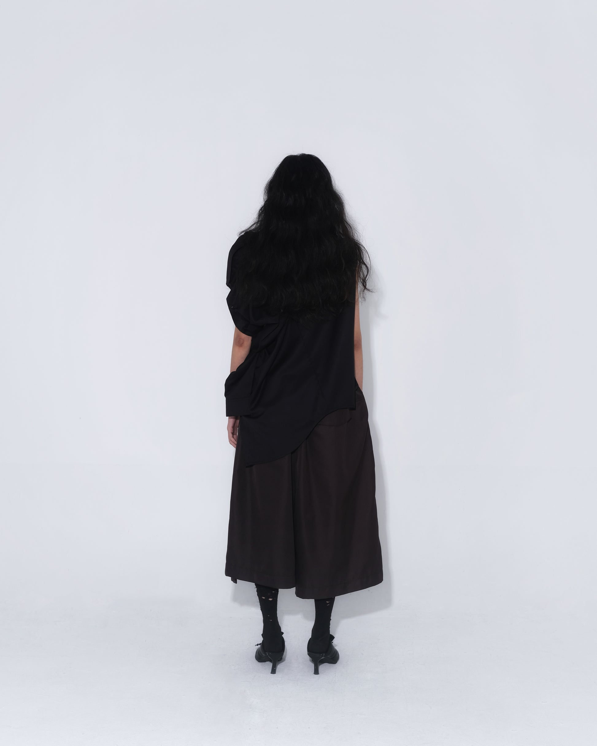 Asymmetrical Fly Pocket Pants In Dark Brown - BEV C multi label store