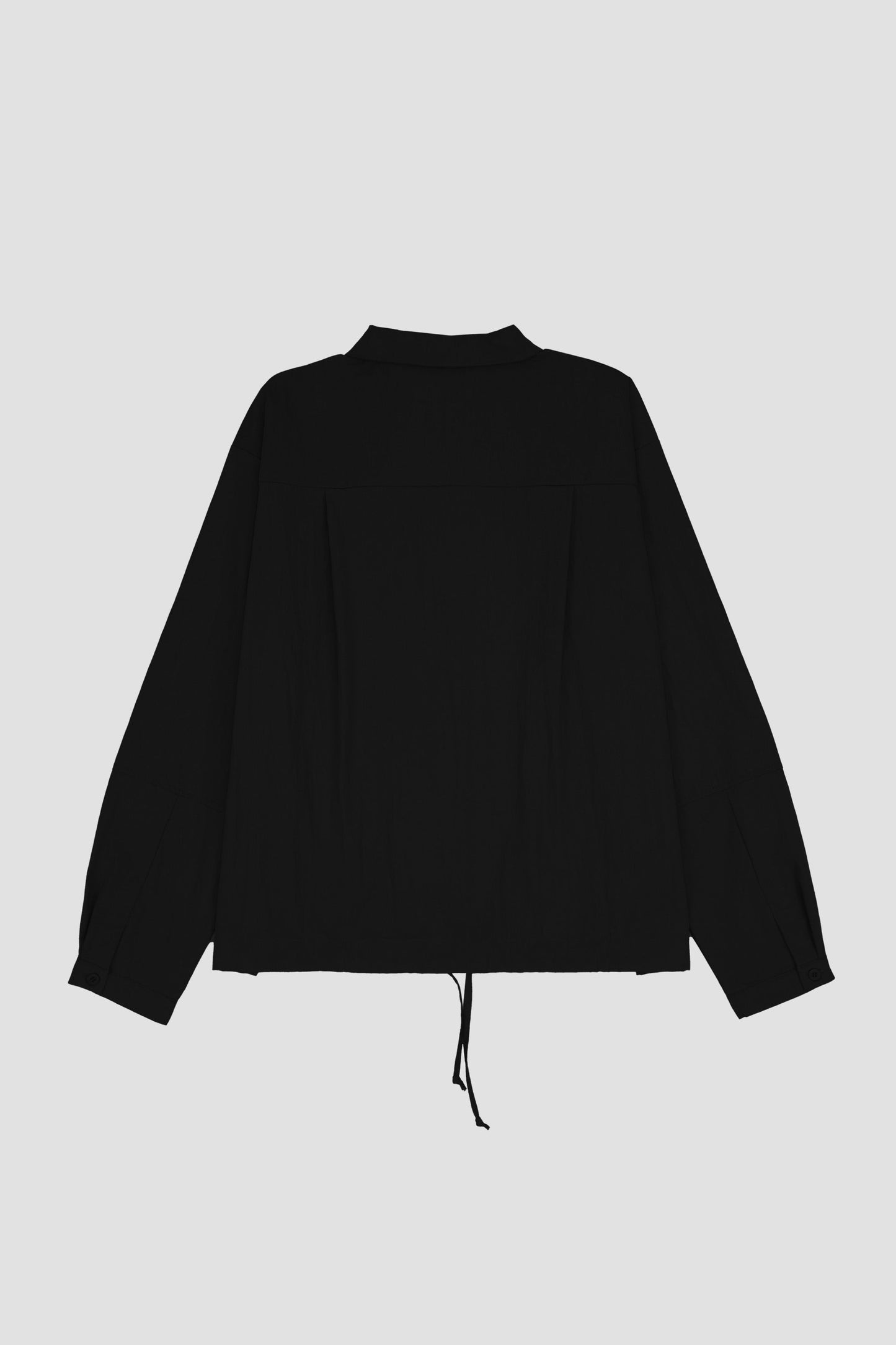 Gender Neutral Skipper Collar Long Sleeve Shirt (Black) - BEV C multi label store