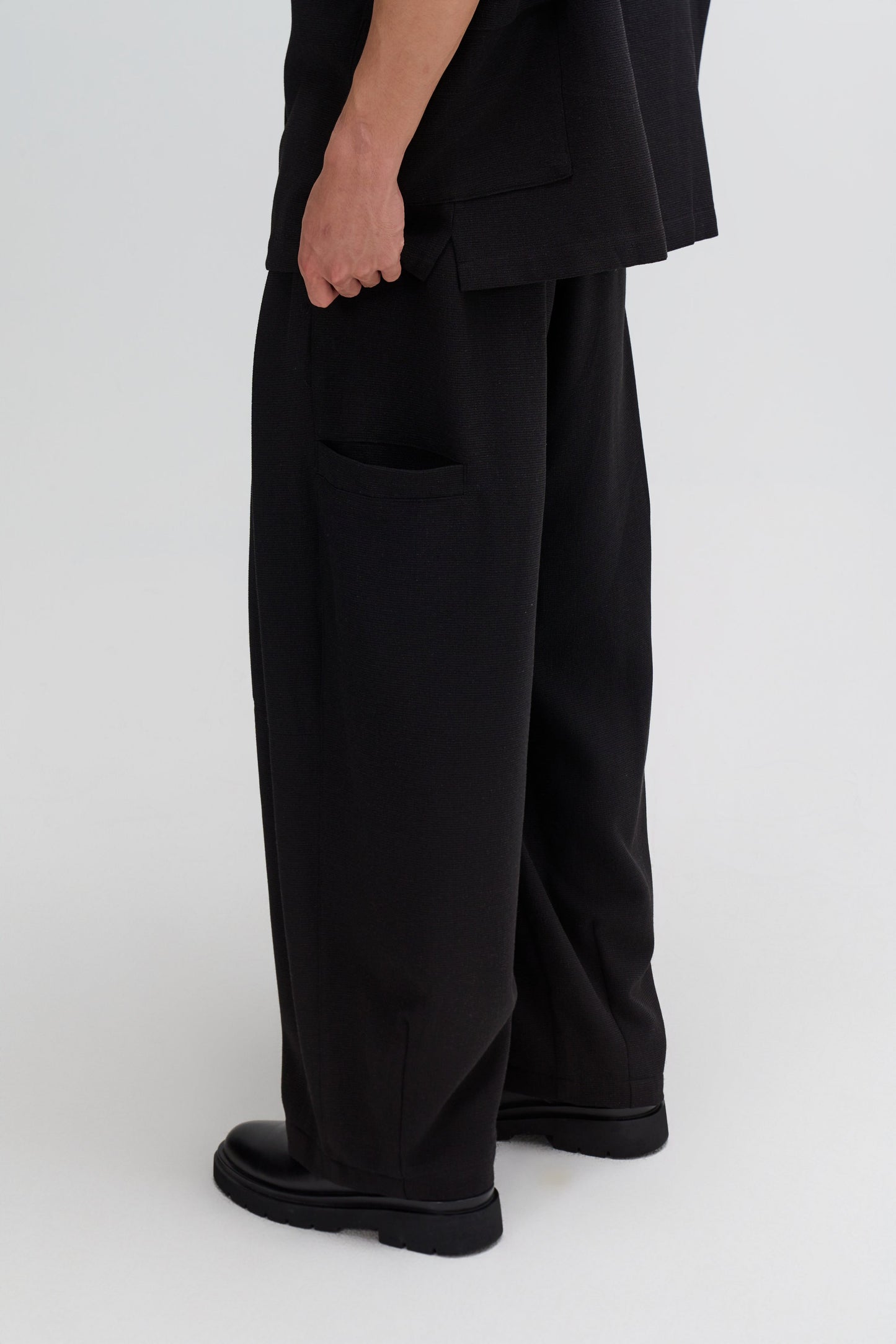Gender Neutral Cocoon Trousers (Poly Waffle / Black) - BEV C multi label store