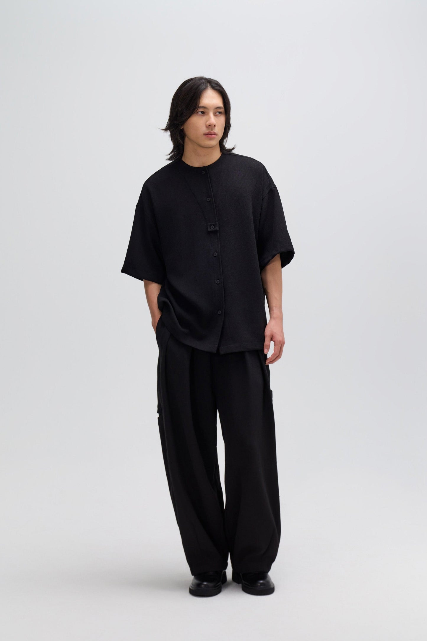 Gender Neutral Cocoon Trousers (Poly Waffle / Black) - BEV C multi label store