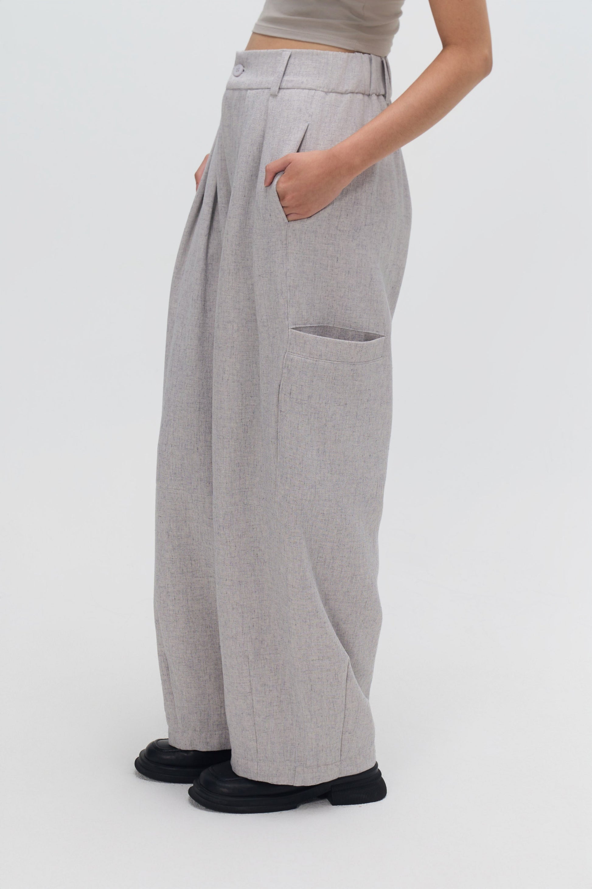 Gender Neutral Cocoon Trousers (Poly Waffle / Grey) - BEV C multi label store