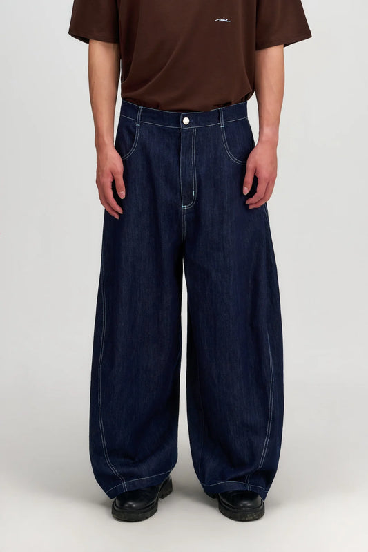Gender Neutral Curved Leg Denim 2.0 (Dark Navy) - BEV C multi label store