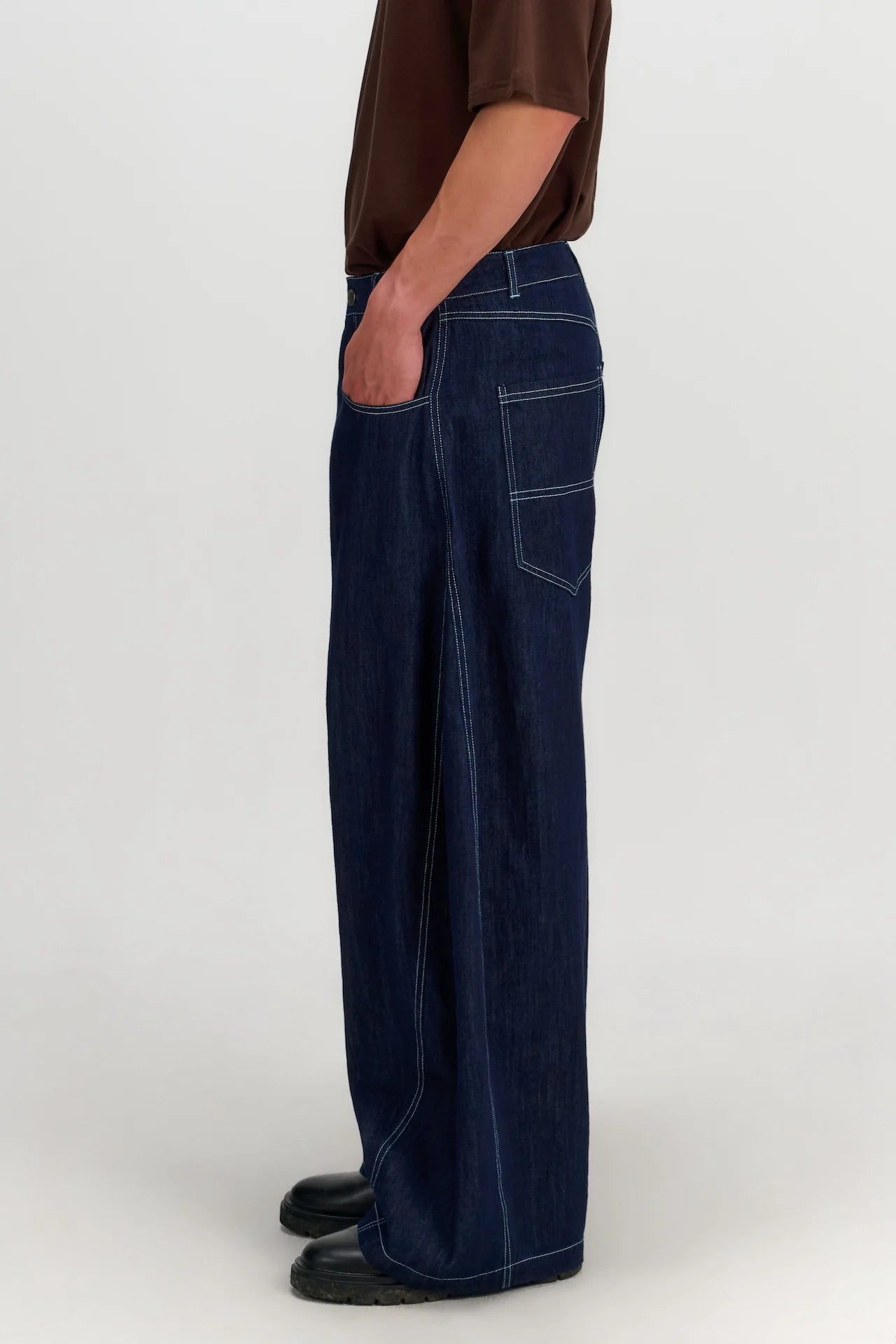 Gender Neutral Curved Leg Denim 2.0 (Dark Navy) - BEV C multi label store
