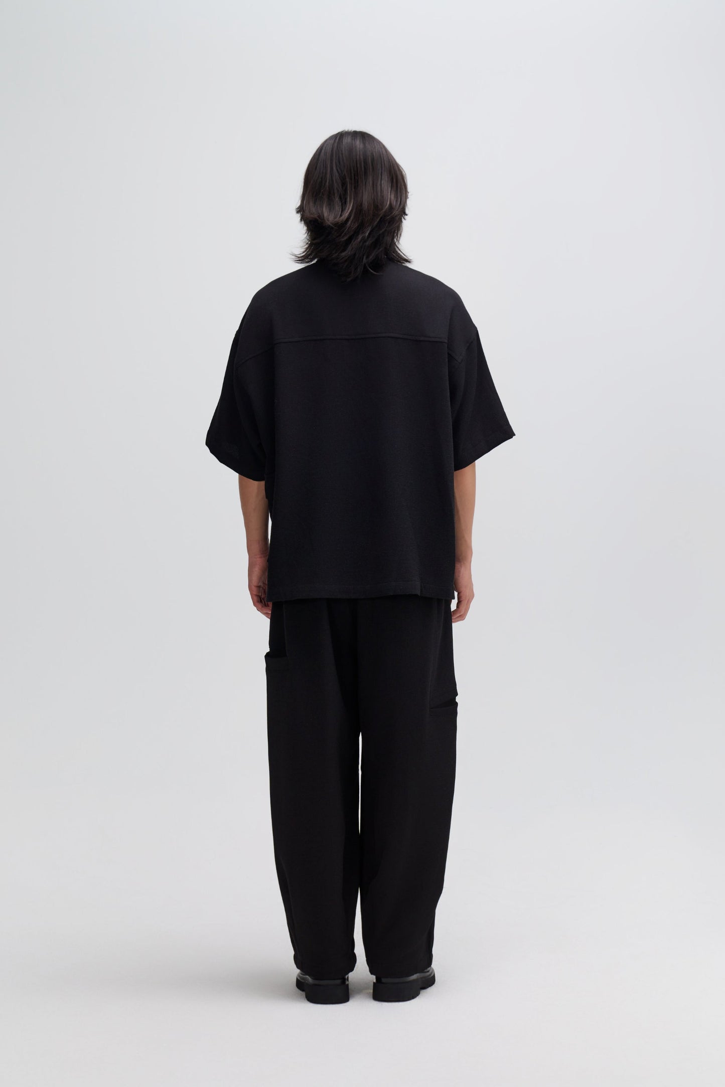 Gender Neutral Oversized Drop Shoulder Boxy Shirt (Poly Waffle Black) - BEV C multi label store