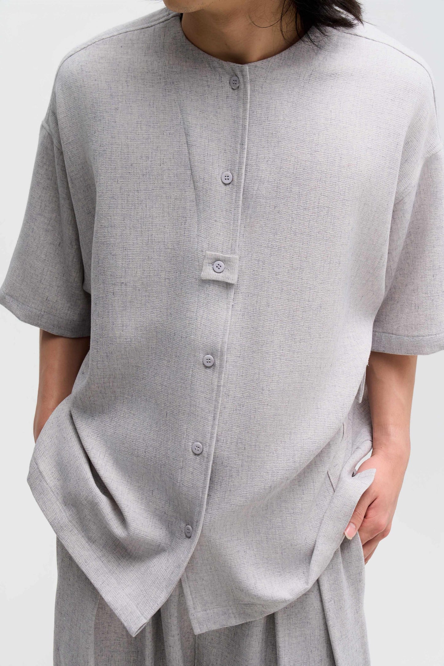 Gender Neutral Oversized Drop Shoulder Boxy Shirt (Poly Waffle Grey) - BEV C multi label store