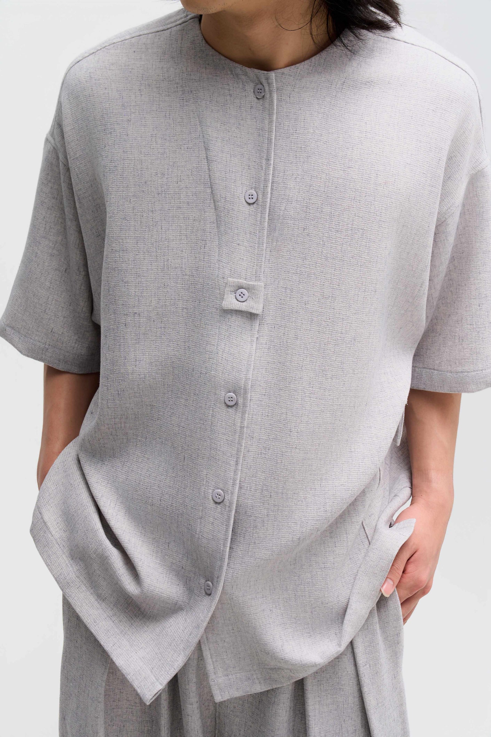 Gender Neutral Oversized Drop Shoulder Boxy Shirt (Poly Waffle Grey) - BEV C multi label store