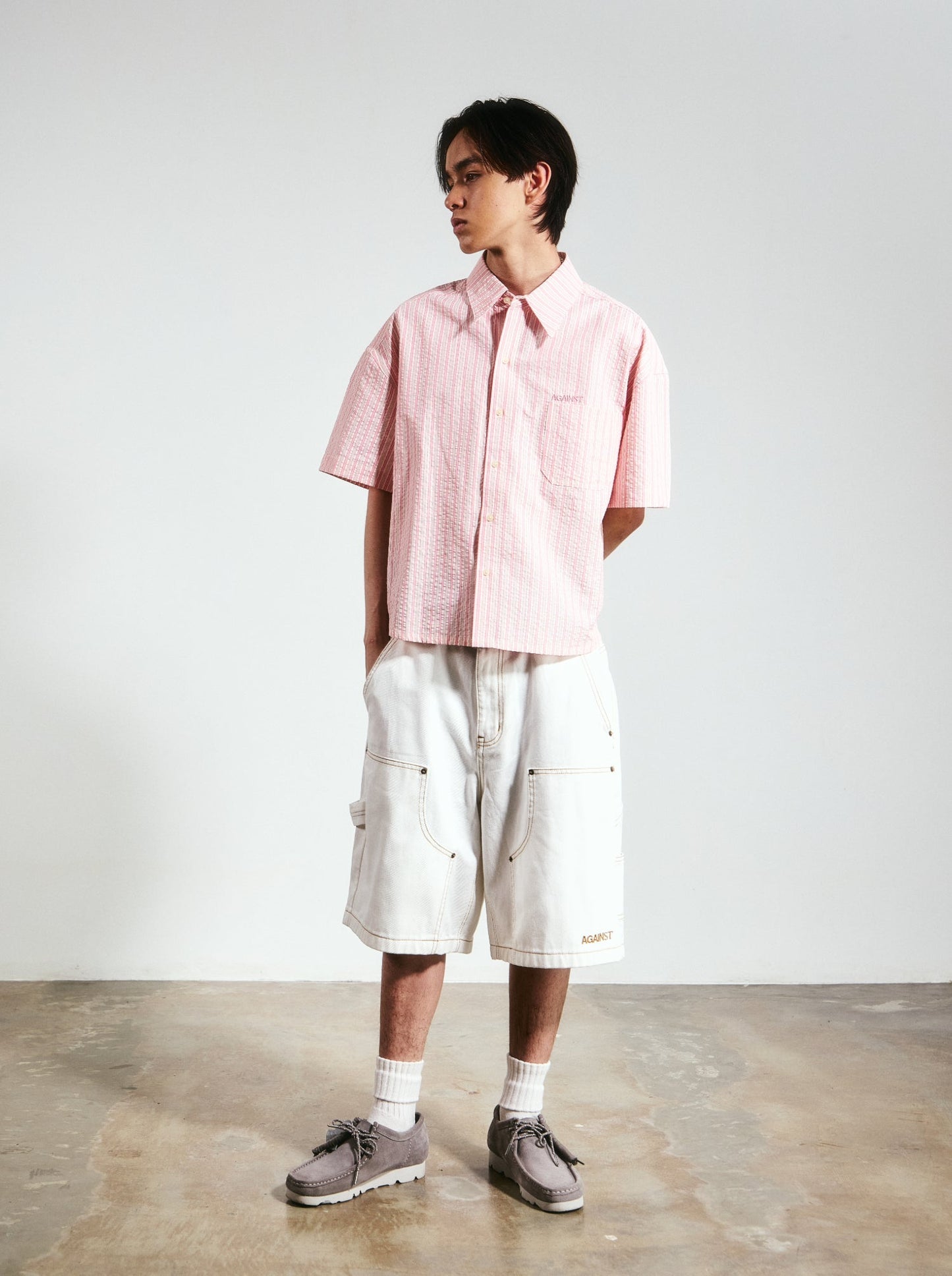 SEERSUCKER STRIPE CHAPO SHIRT PINK - BEV C multi label store
