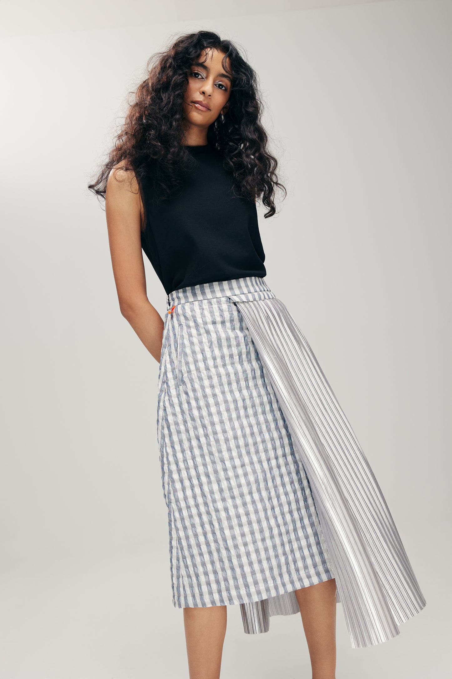 HANNEI 2-WAY SKIRT IN SILVER SEERSUCKER - BEV C multi label store