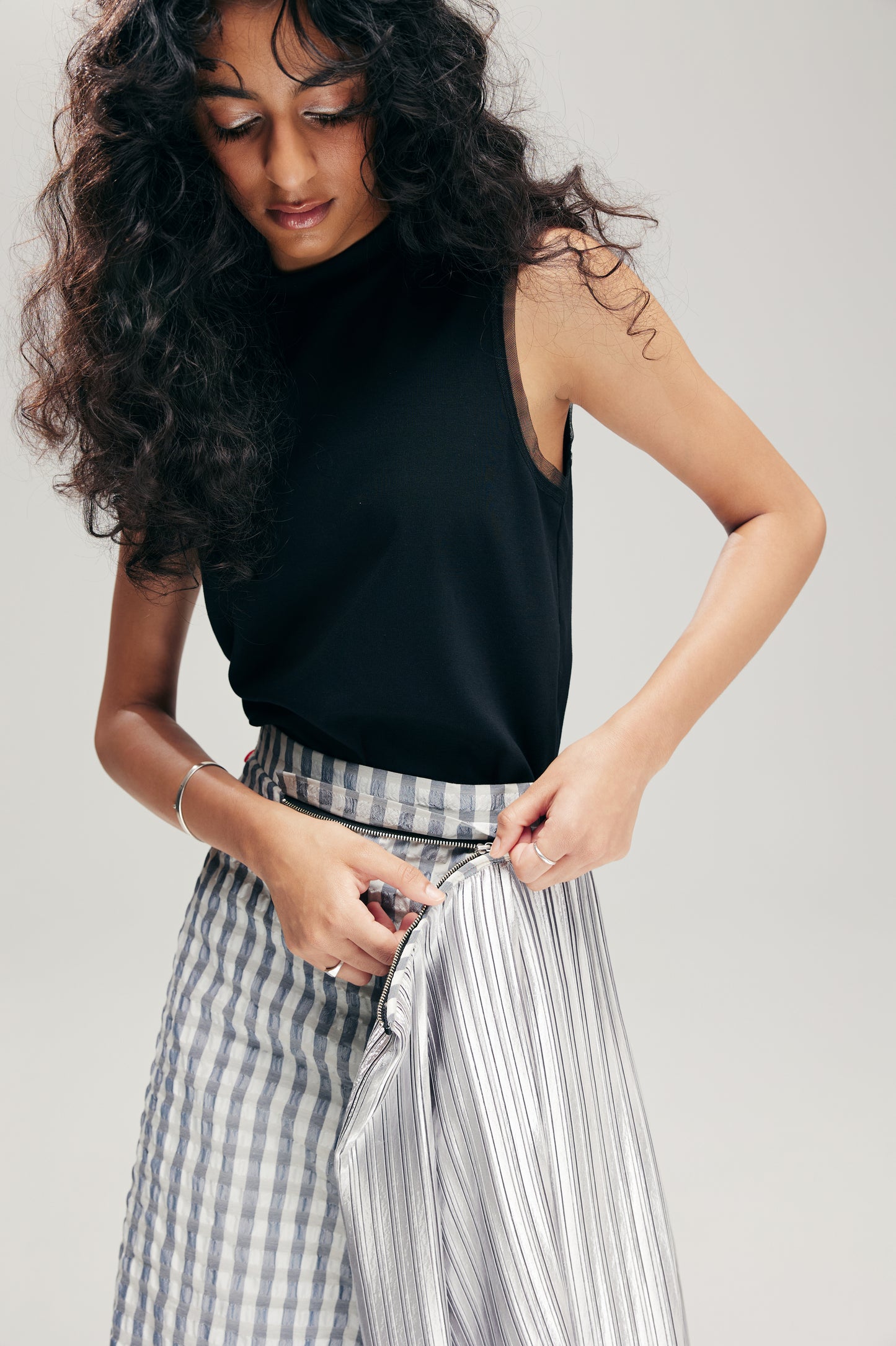 HANNEI 2-WAY SKIRT IN SILVER SEERSUCKER - BEV C multi label store