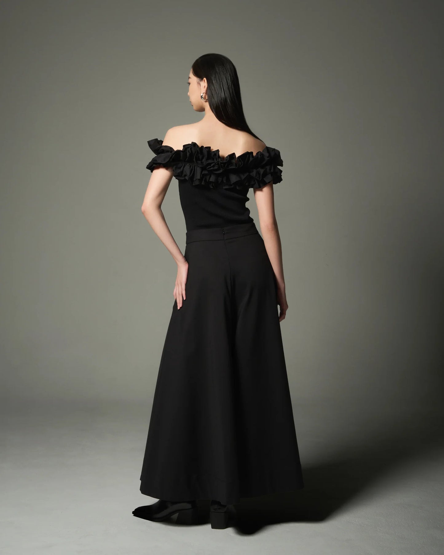 Wide Flare Trousers (Black)