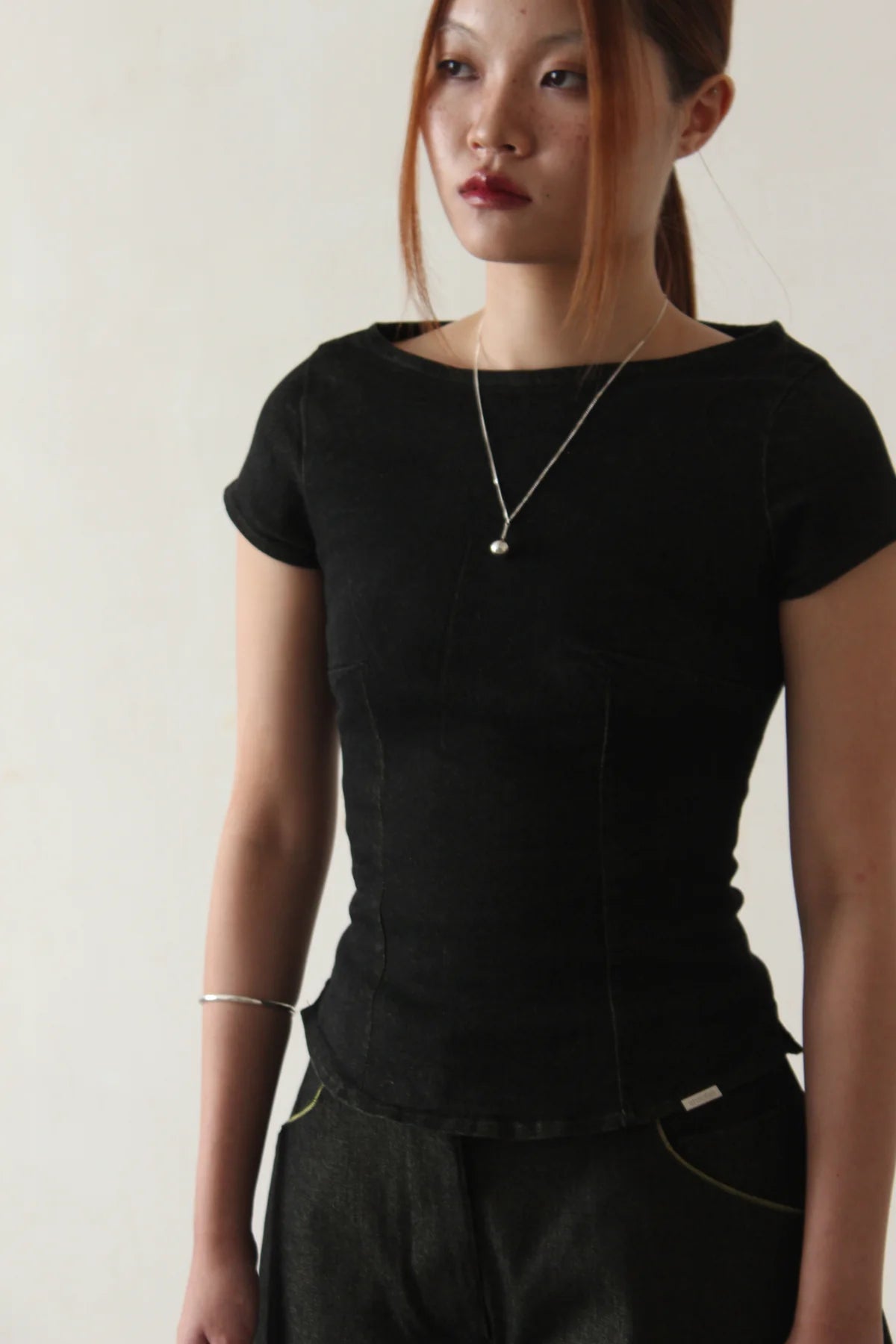 Fitted Denim Boat Neck - BEV C multi label store