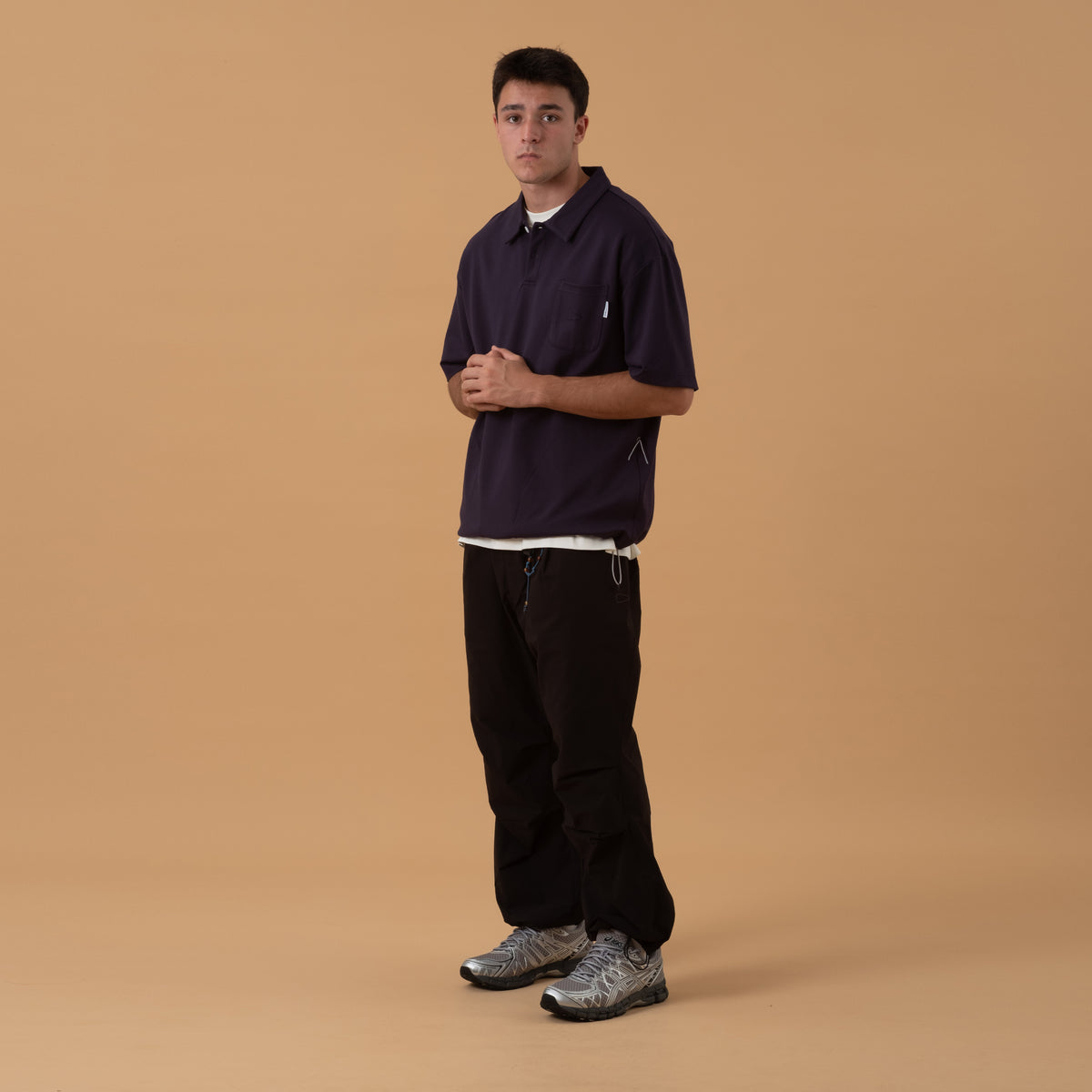 3P Polo Tee / Rayon - Navy - BEV C multi label store