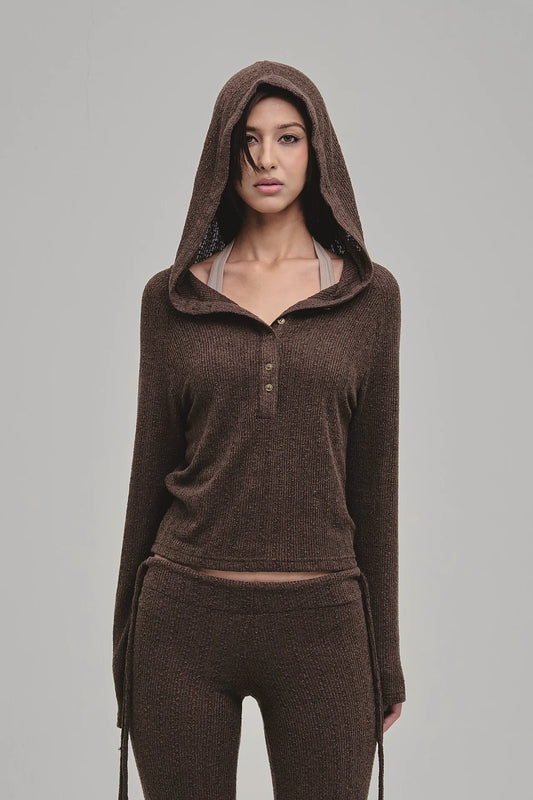 DAZED KNIT HOODIE BROWN - BEV C multi label store
