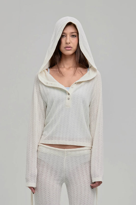 DAZED KNIT HOODIE CREAM - BEV C multi label store