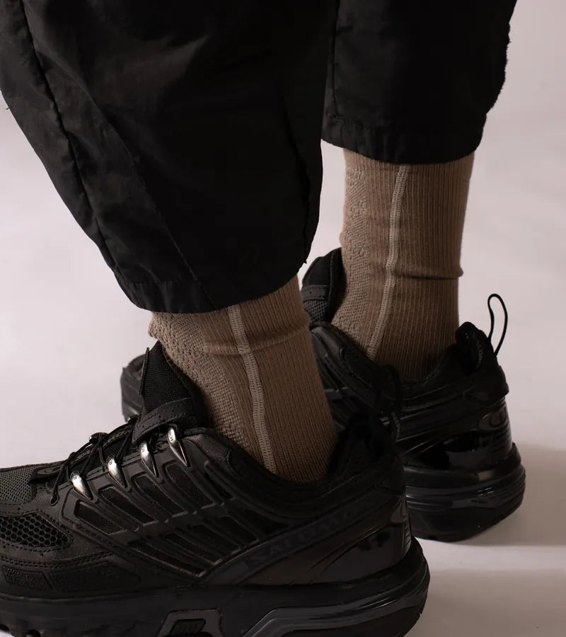 Line Brn - Flat-sew midcalf socks - BEV C multi label store