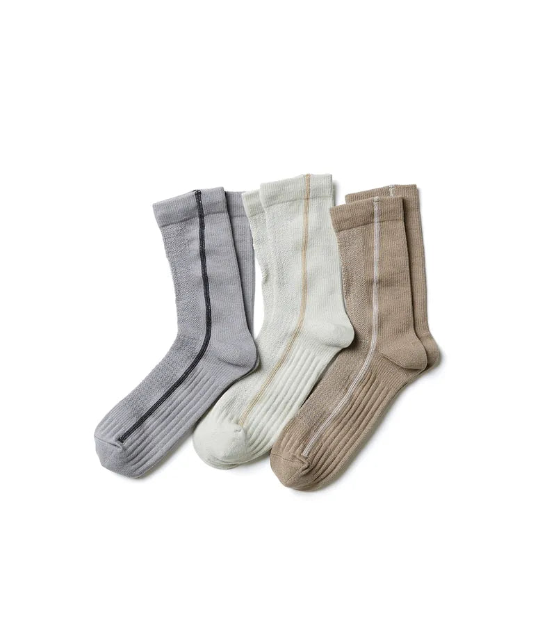 Line Brn - Flat-sew midcalf socks - BEV C multi label store