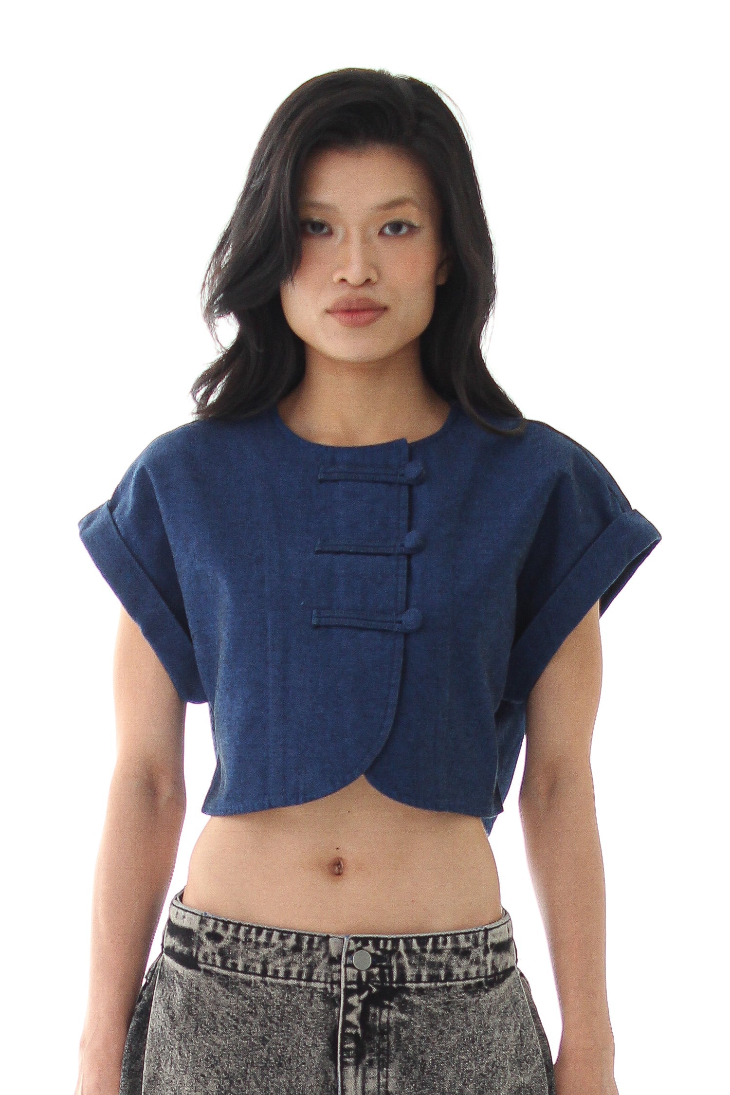 Eclipse Denim Crop Top - Blue - BEV C multi label store