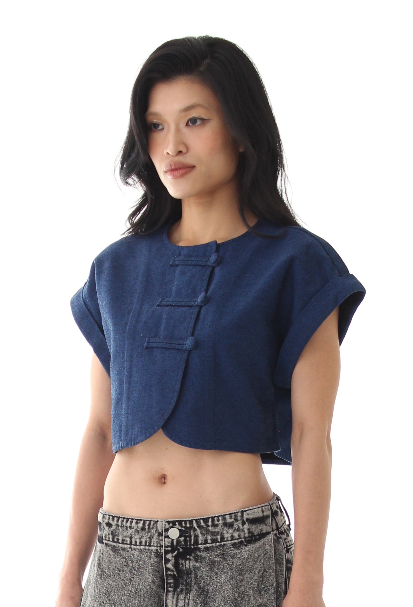 Eclipse Denim Crop Top - Blue - BEV C multi label store