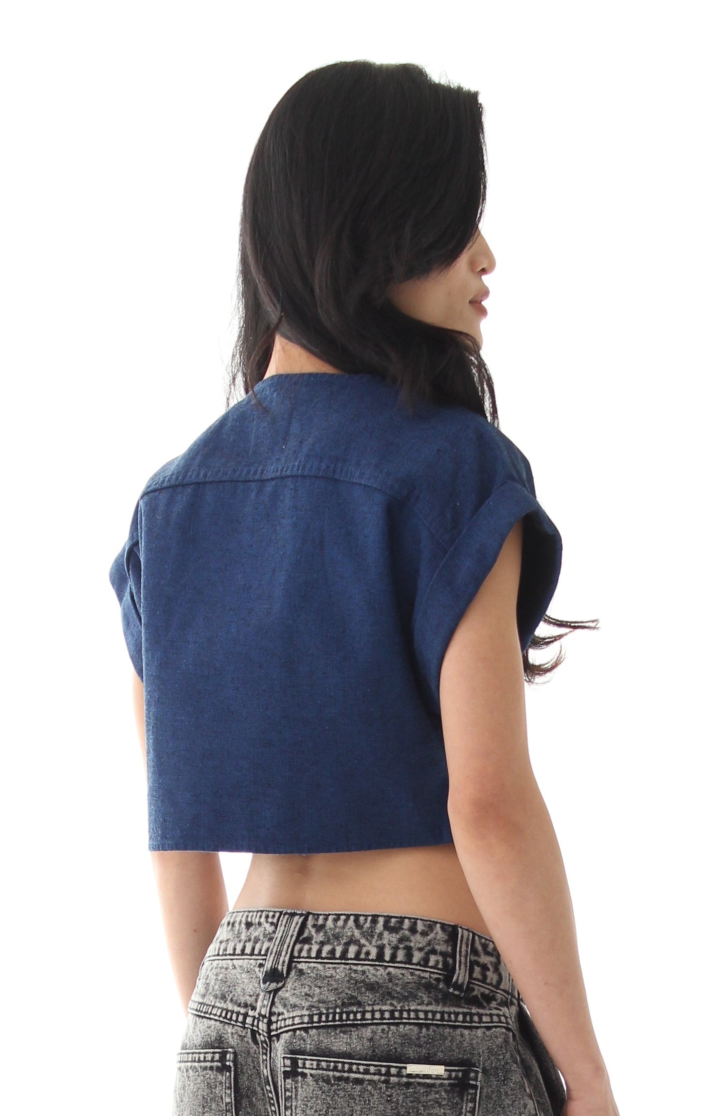 Eclipse Denim Crop Top - Blue - BEV C multi label store