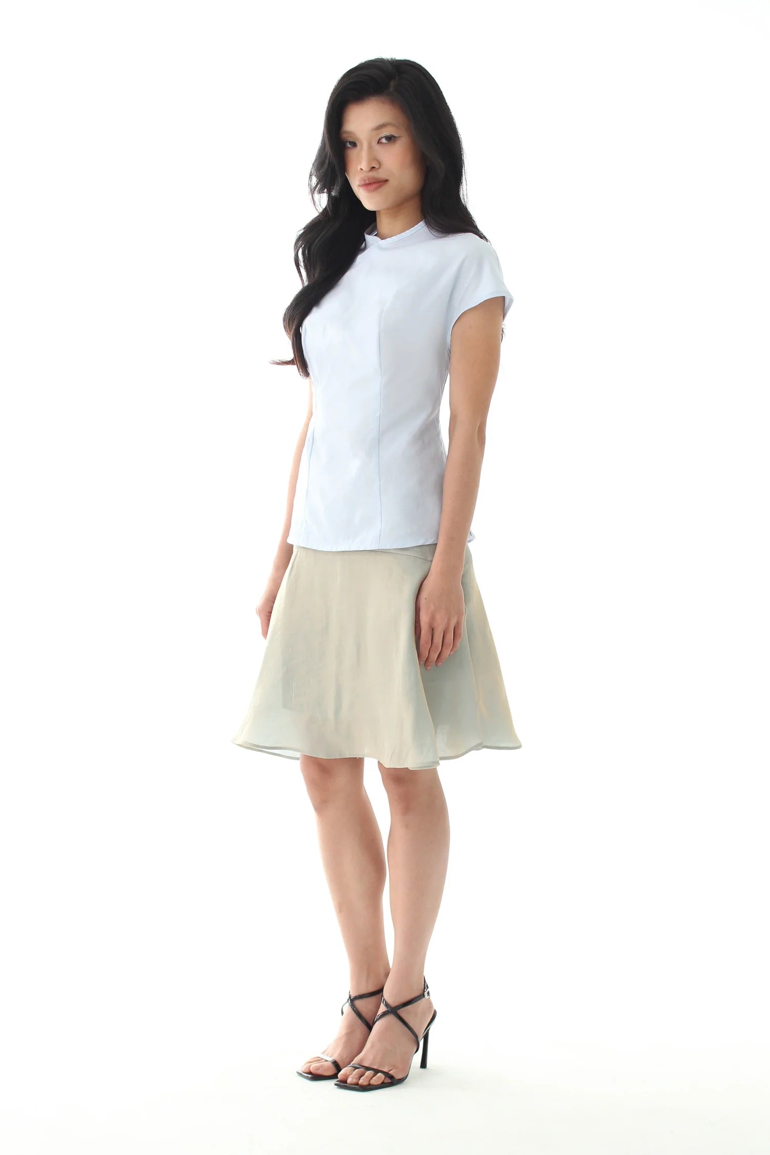 Fitted Curved Blouse - BABY BLUE - BEV C multi label store