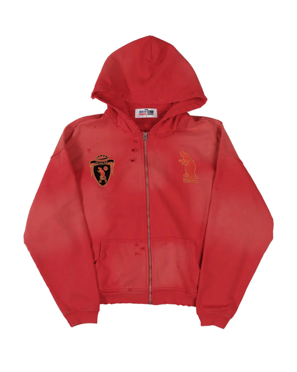 Faded Crimson Zip Up Hoodie - BEV C multi label store