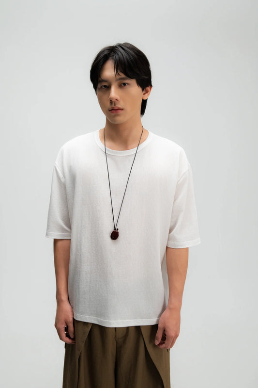 Gender Neutral Thin Boxy Tee (Textured White) - BEV C multi label store