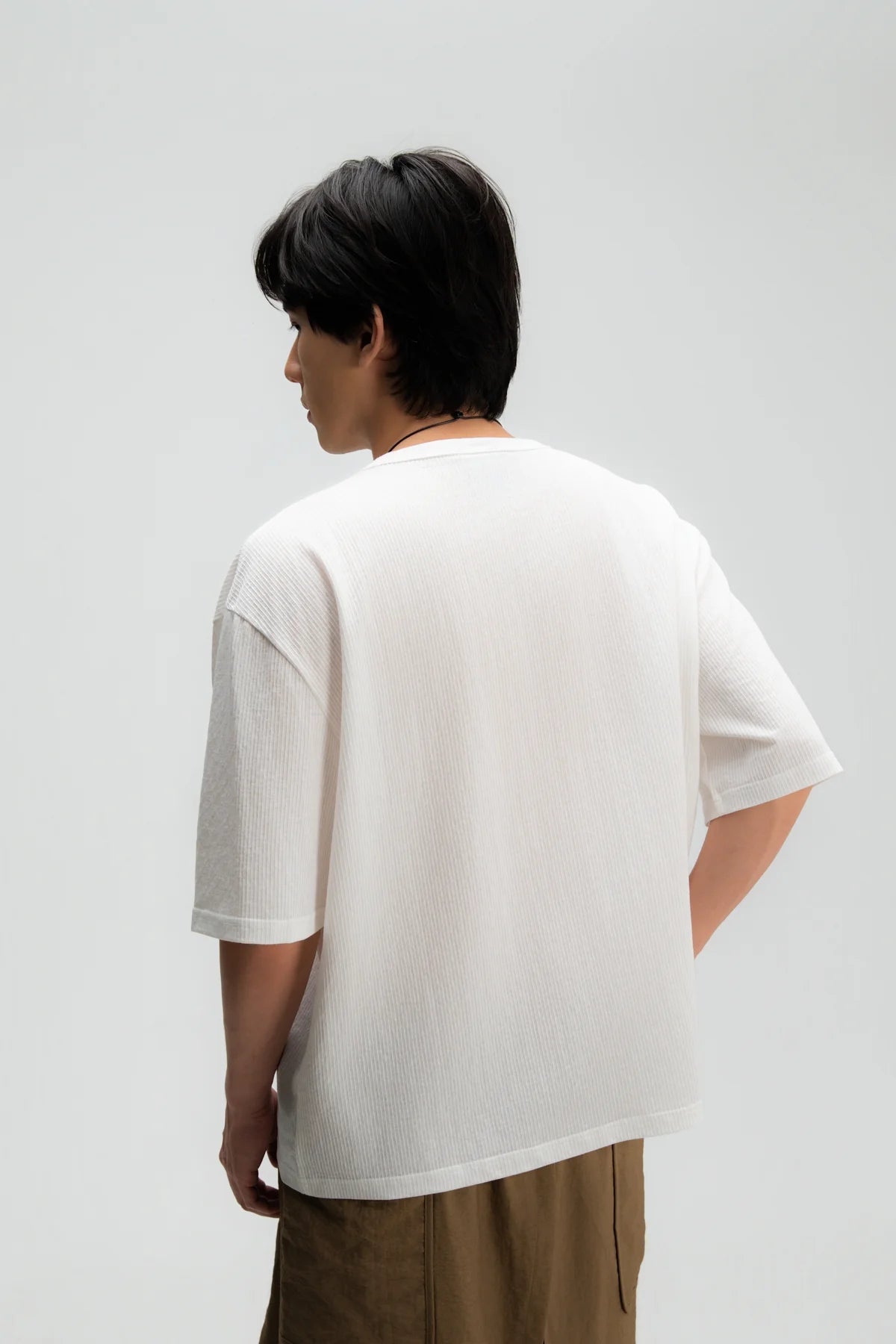Gender Neutral Thin Boxy Tee (Textured White) - BEV C multi label store