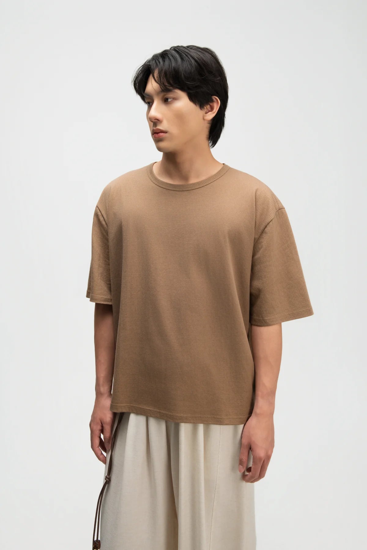 Gender Neutral Thin Boxy Tee (Textured Mud) - BEV C multi label store