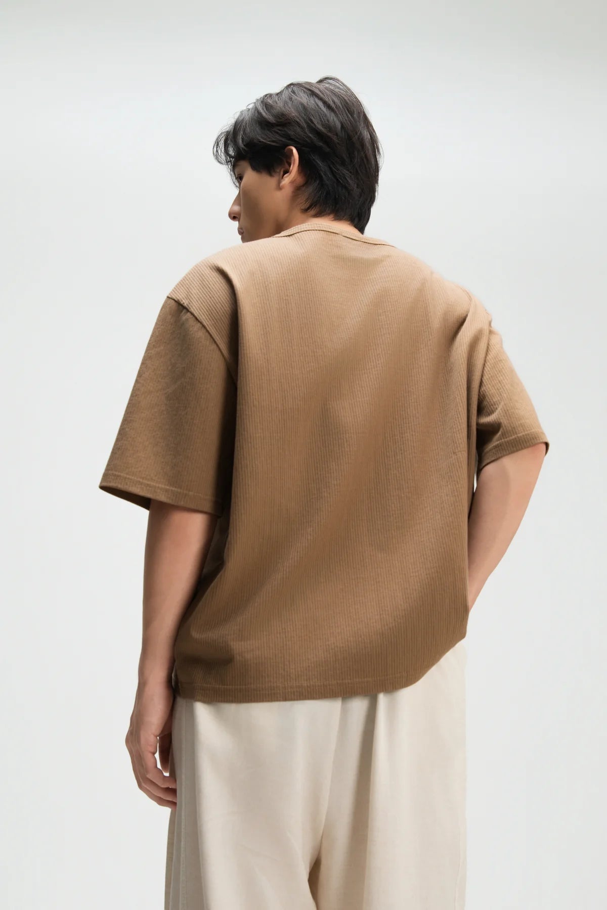 Gender Neutral Thin Boxy Tee (Textured Mud) - BEV C multi label store