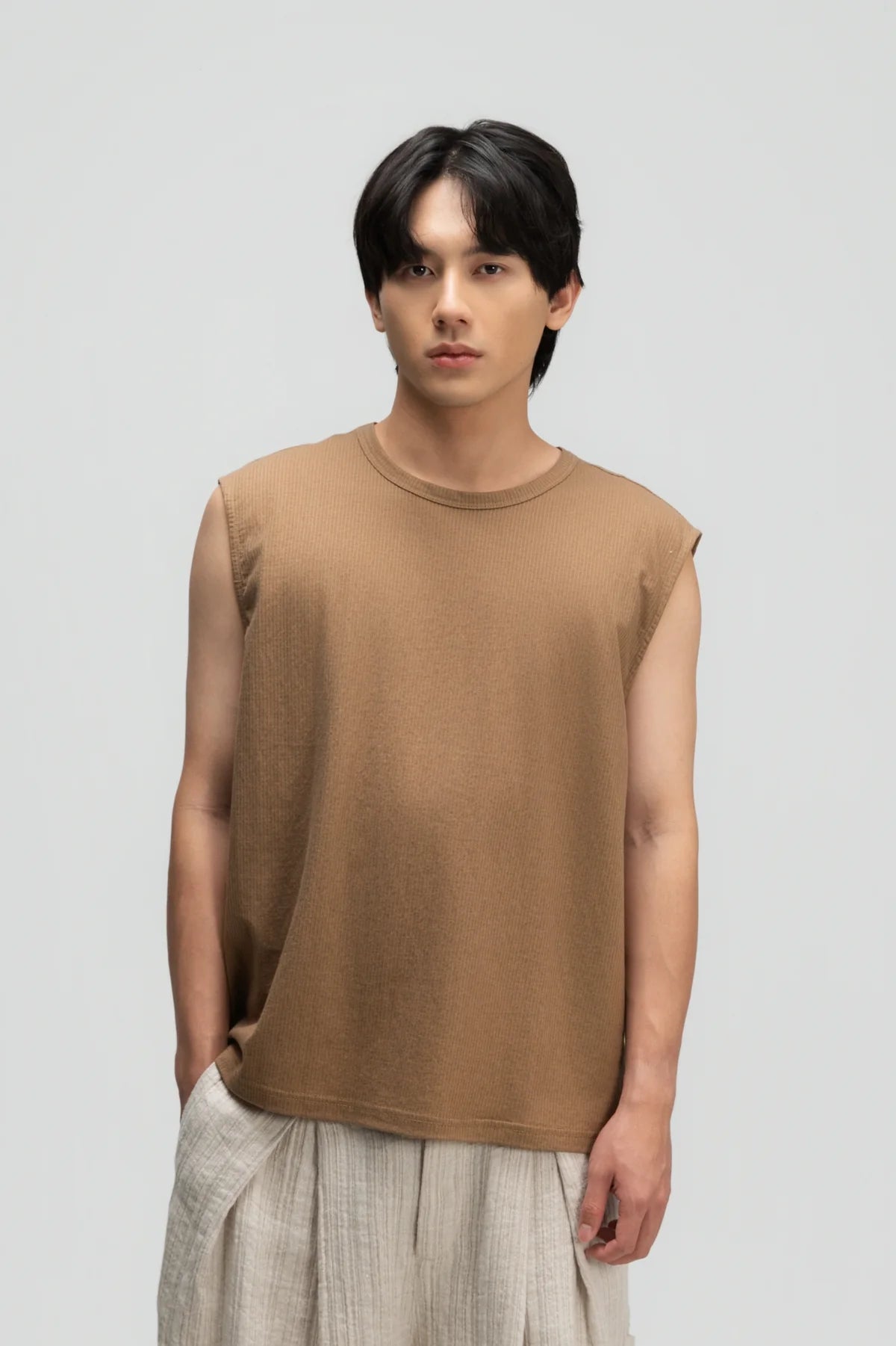 Gender Neutral Thin Muscle Tee (Textured Mud) - BEV C multi label store