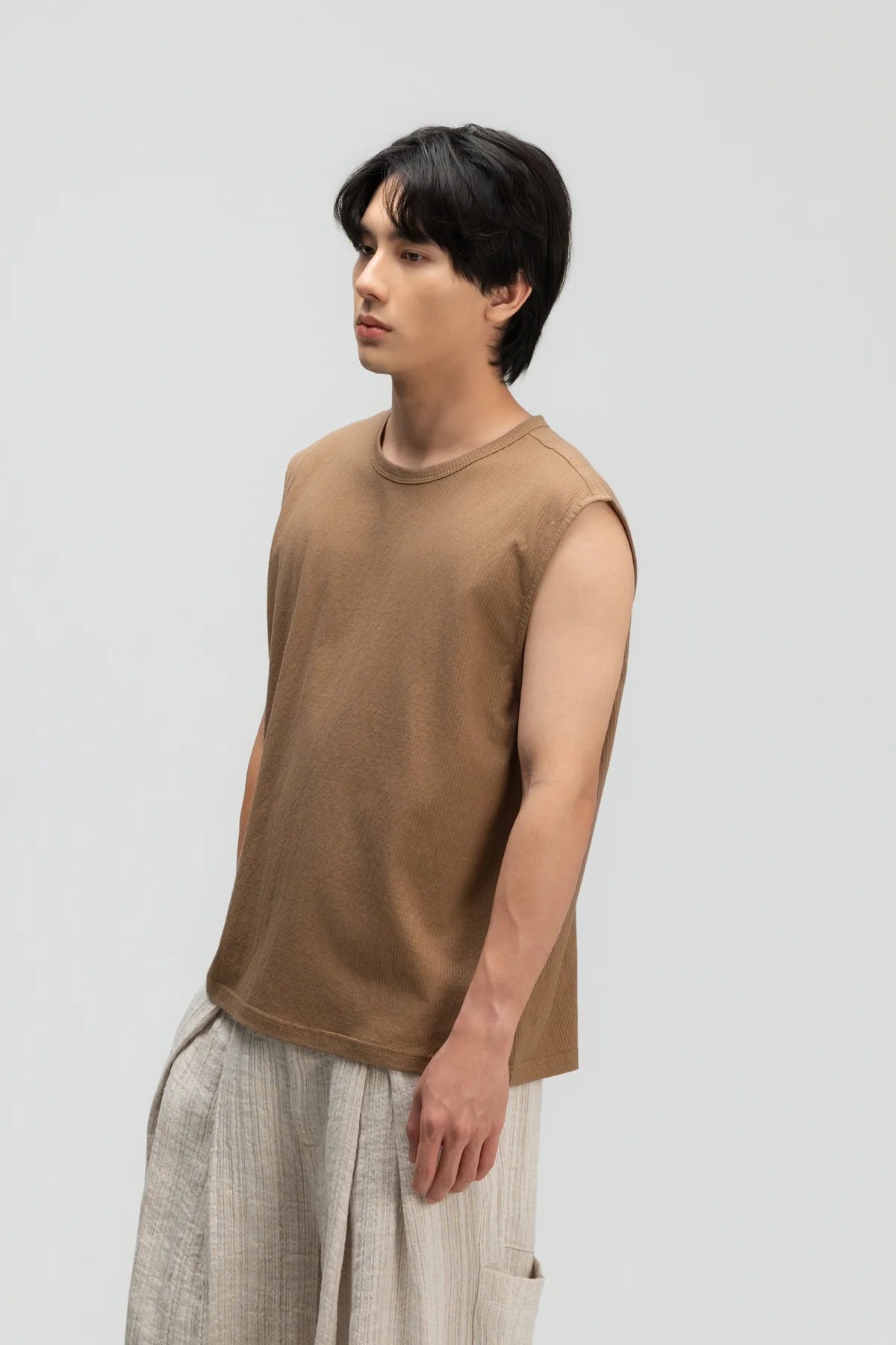 Gender Neutral Thin Muscle Tee (Textured Mud) - BEV C multi label store