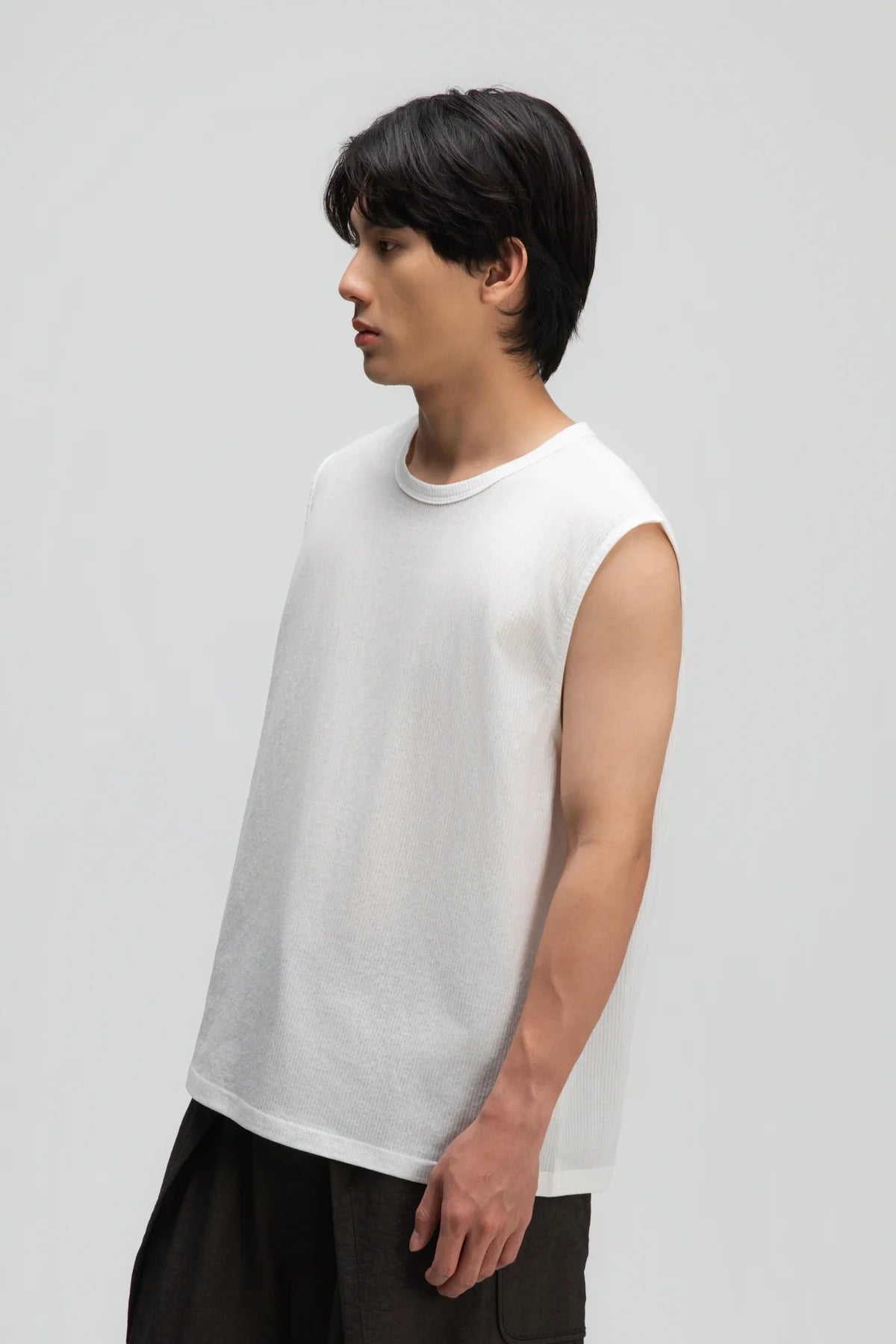 Gender Neutral Thin Muscle Tee (Textured White) - BEV C multi label store
