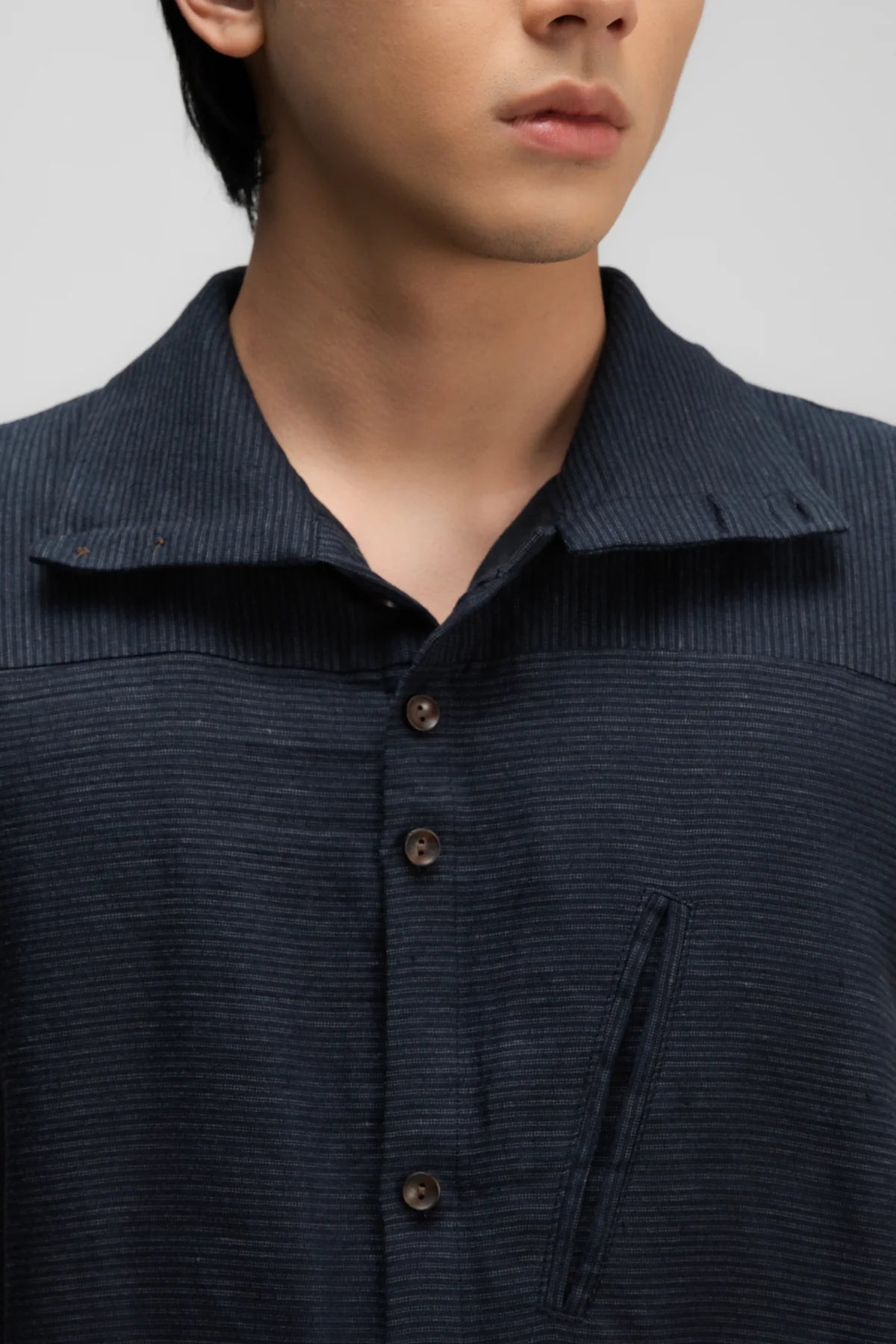 Gender Neutral Funnel Neck Vest (Navy Blue Stripe) - BEV C multi label store