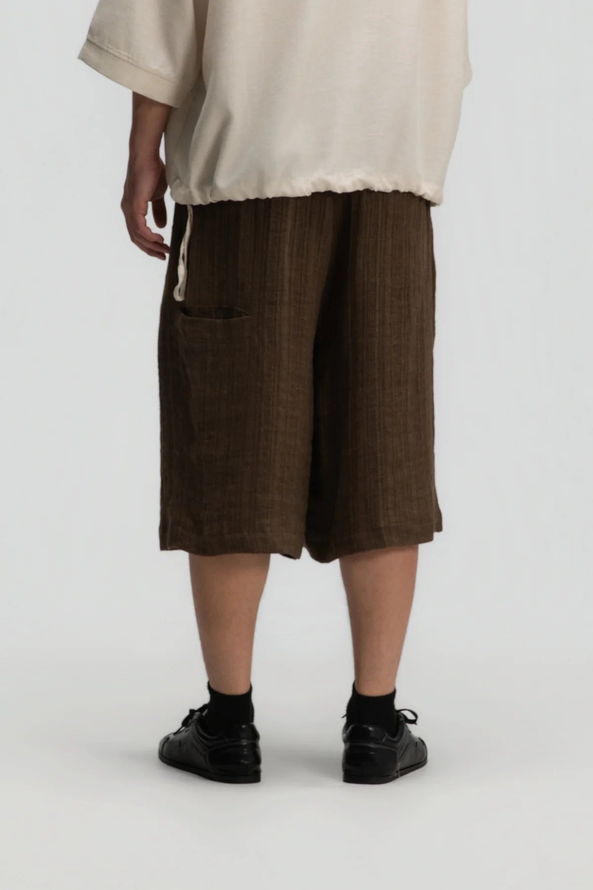 Gender Neutral Front Box Pleated Shorts (Brown) - BEV C multi label store