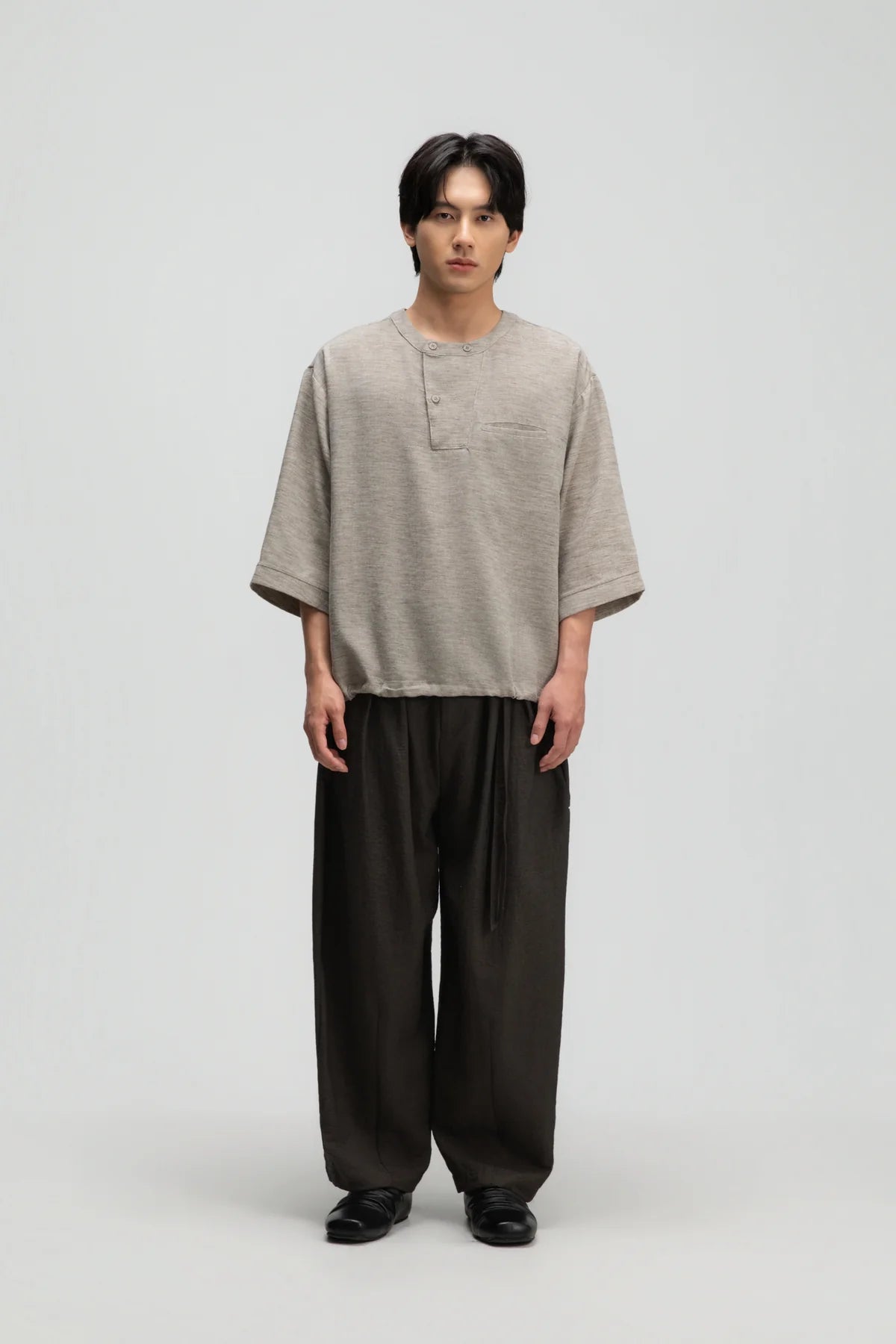 Gender Neutral Double Belted Long Trousers (Dark Grey) - BEV C multi label store