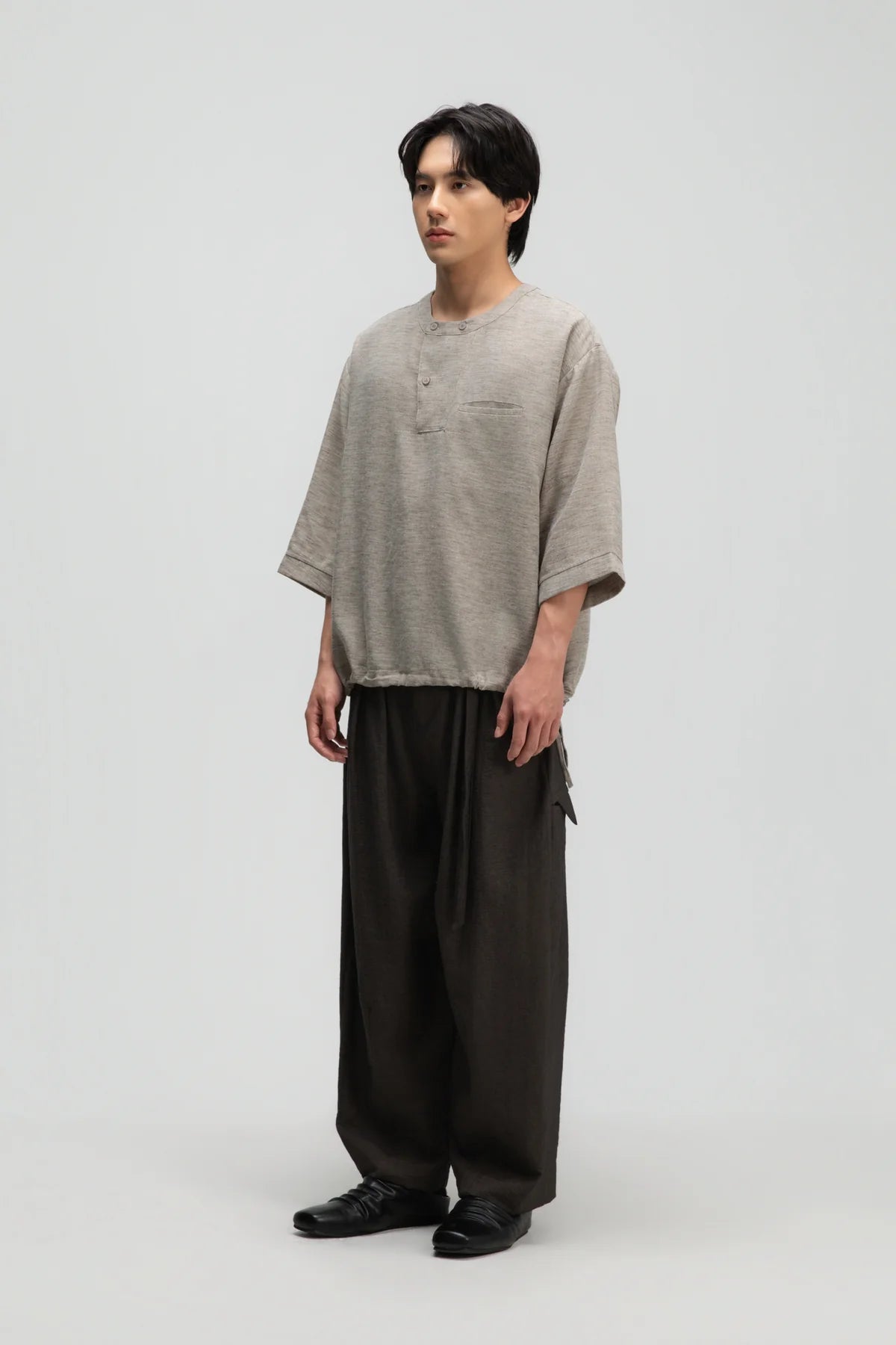 Gender Neutral Double Belted Long Trousers (Dark Grey) - BEV C multi label store