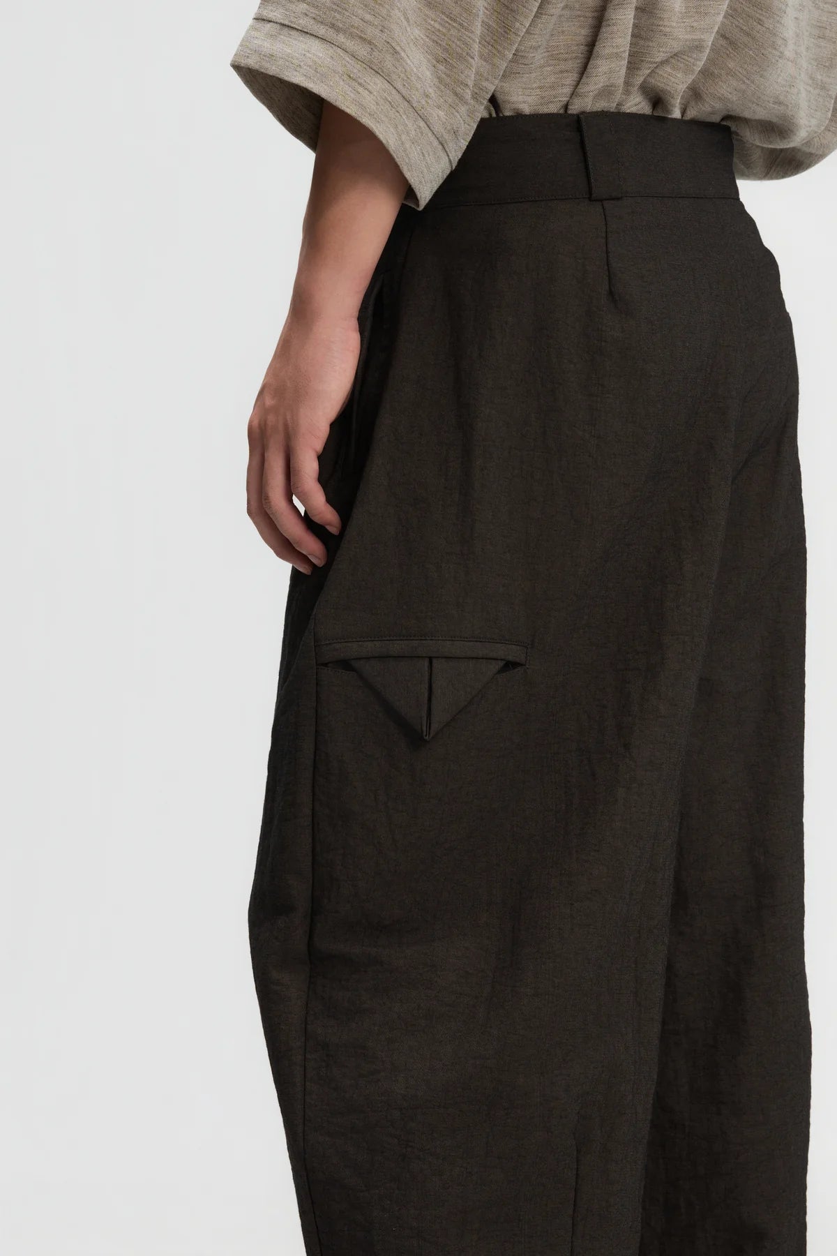 Gender Neutral Double Belted Long Trousers (Dark Grey) - BEV C multi label store