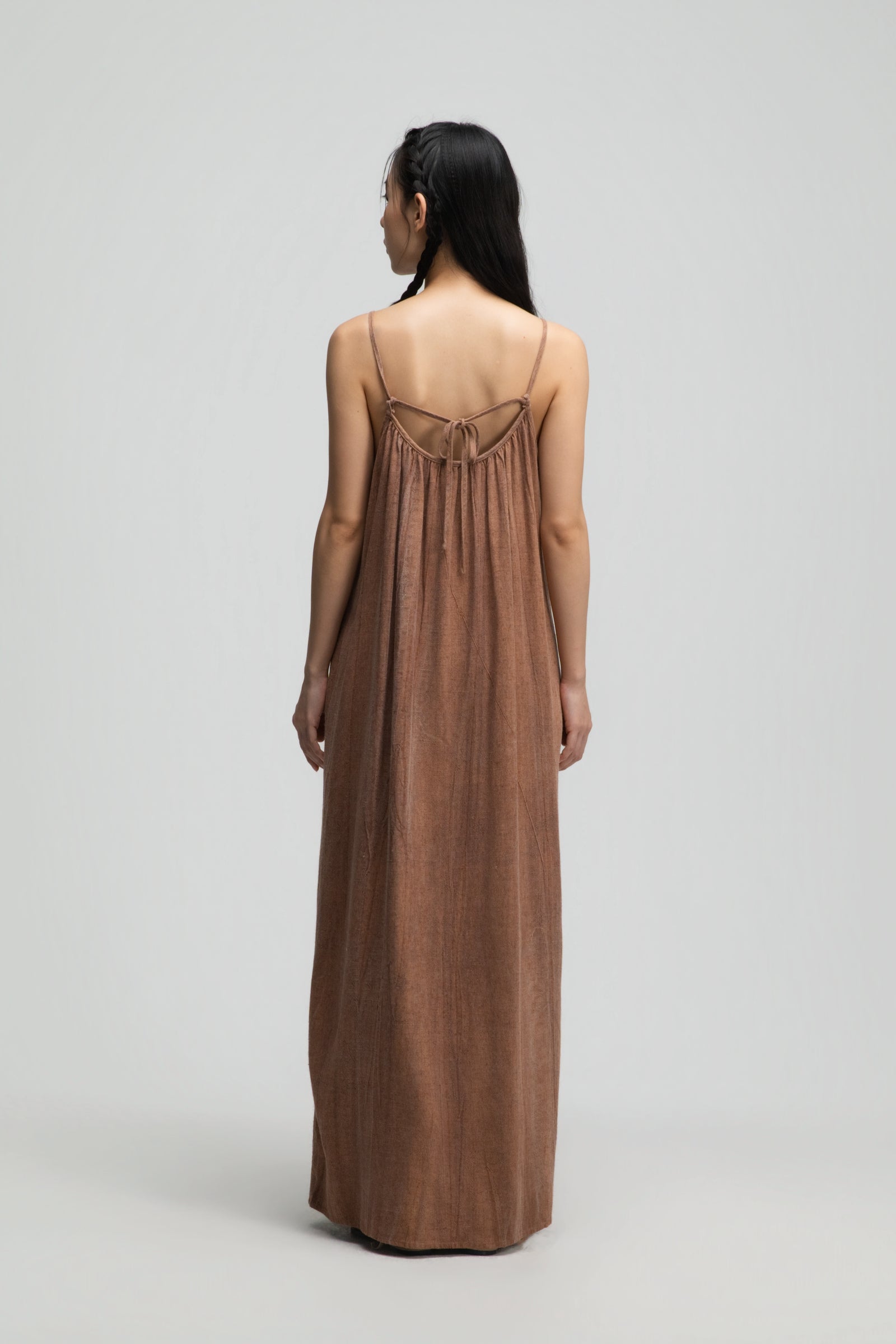 Front Drape Raw Hem Cami Dress (Tie Dye Rust) - BEV C multi label store