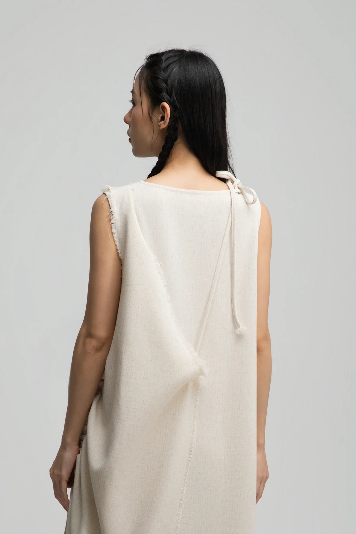 Raw Hem Skewed Layer Maxi Dress (Off White) - BEV C multi label store