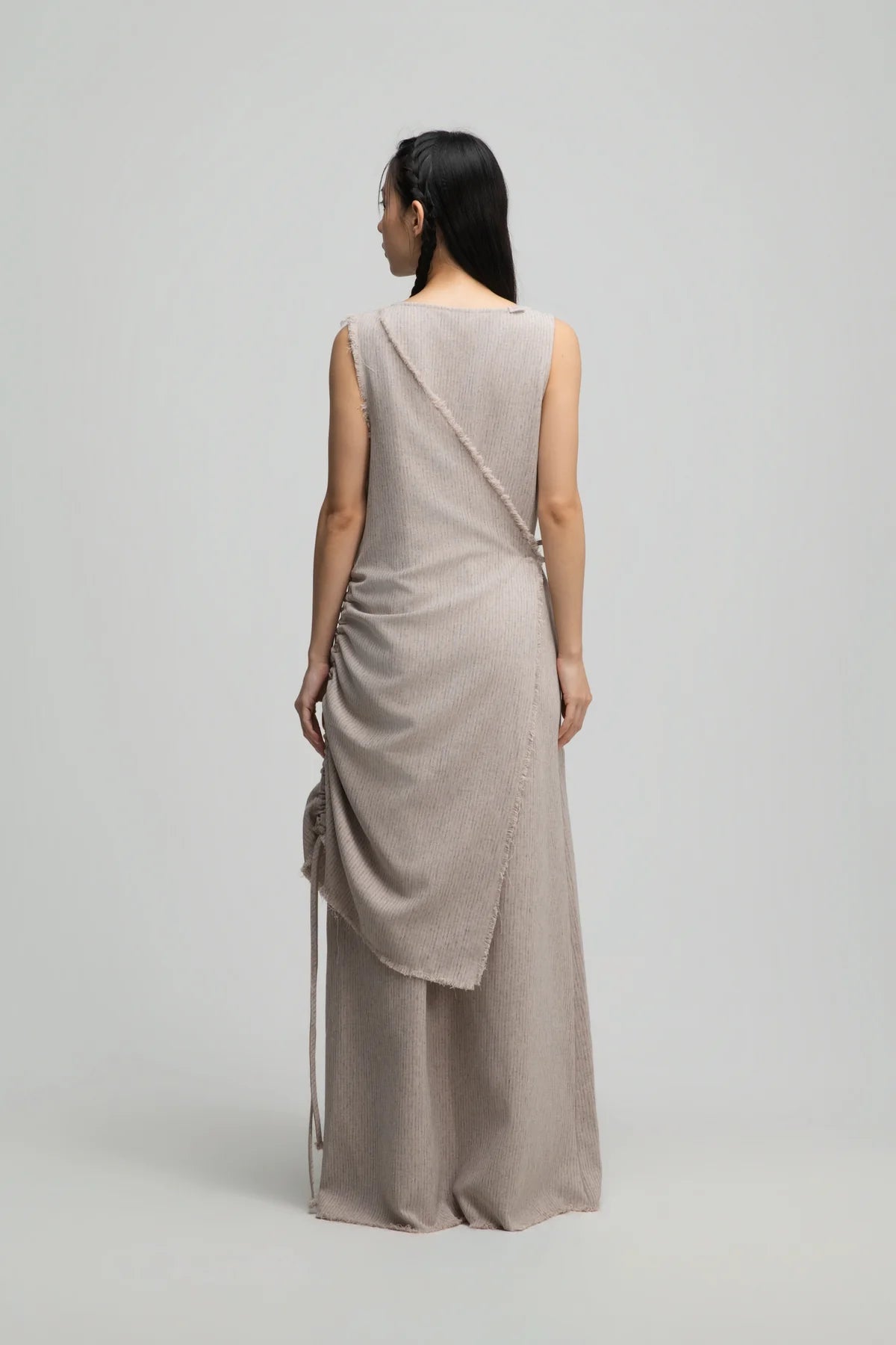 Raw Hem Skewed Layer Maxi Dress (Dark Beige) - BEV C multi label store