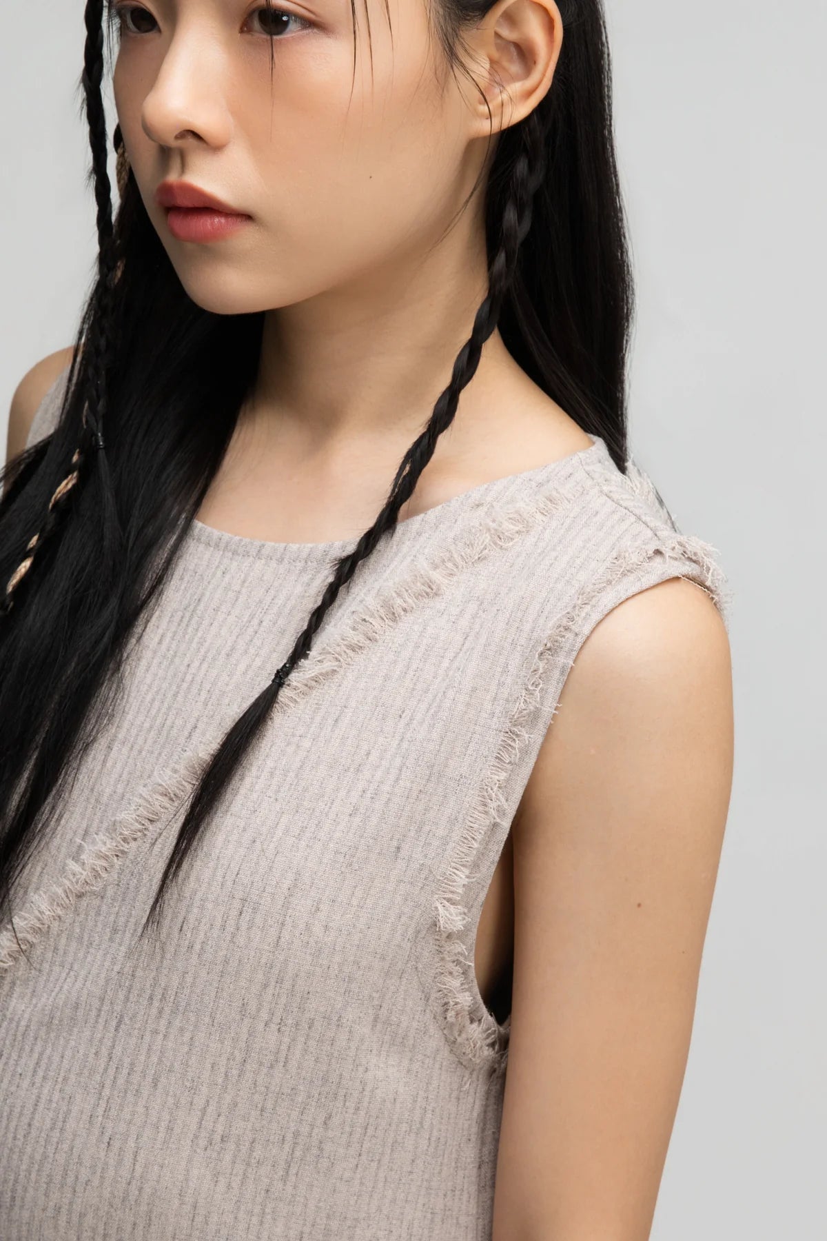 Raw Hem Skewed Layer Maxi Dress (Dark Beige) - BEV C multi label store