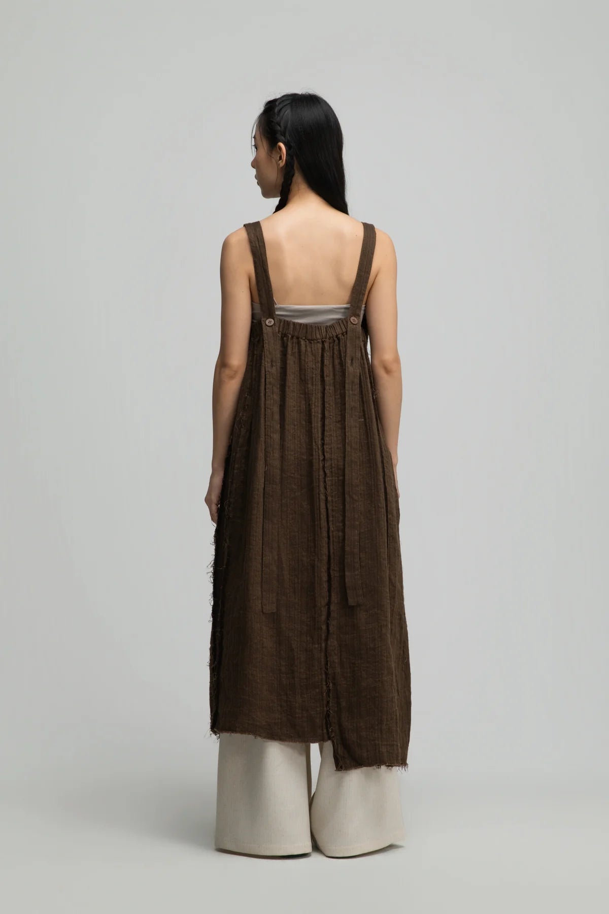Square Neck Raw Hem Cami Dress (Brown) - BEV C multi label store